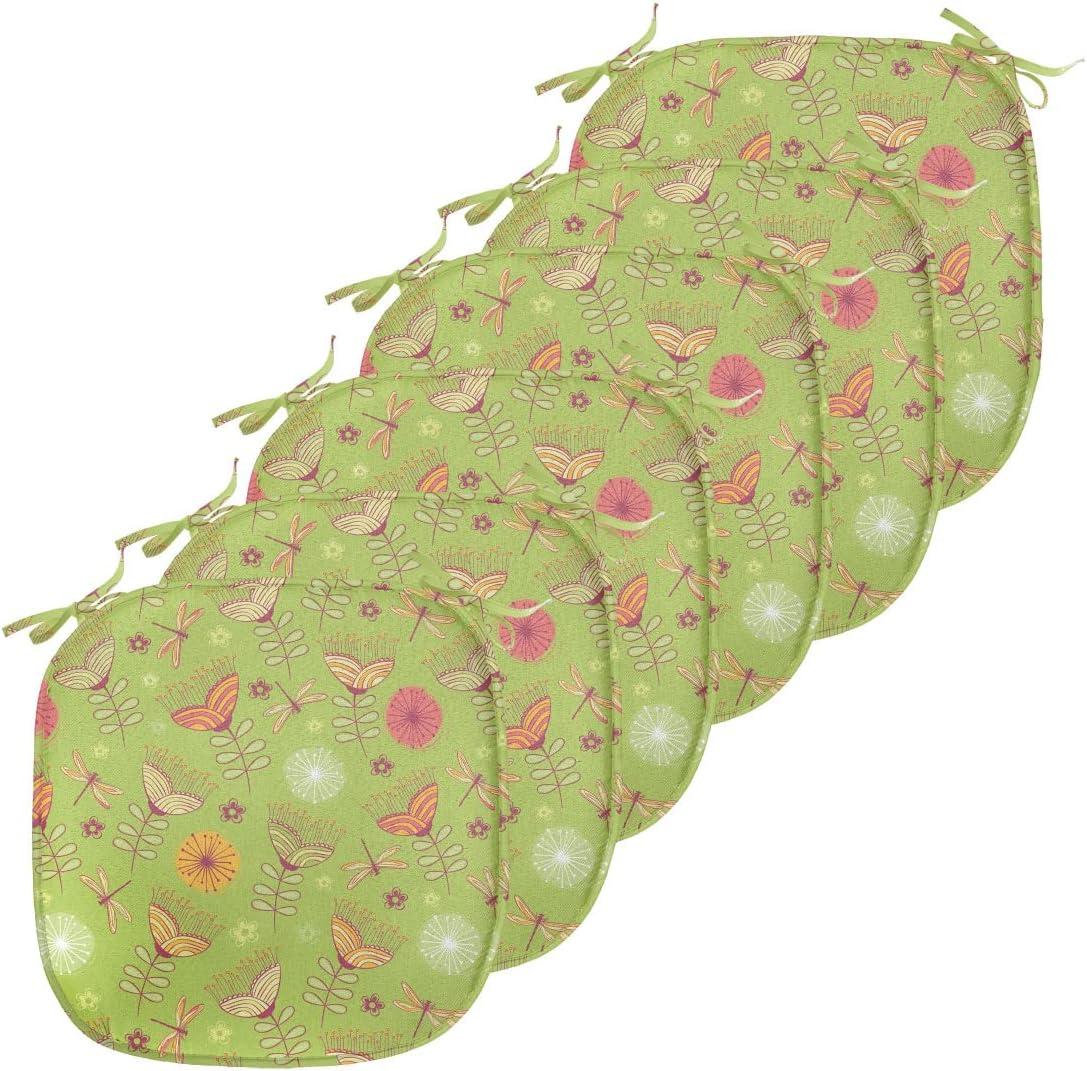 imageAmbesonne Feminine Chair Seating Cushion Set of 4 Pattern of Lipstick Kiss Marks Woman Valentines Wedding Theme Illustration AntiSlip Seat Padding for Kitchen amp Patio 16x16 White RedGreen Pink
