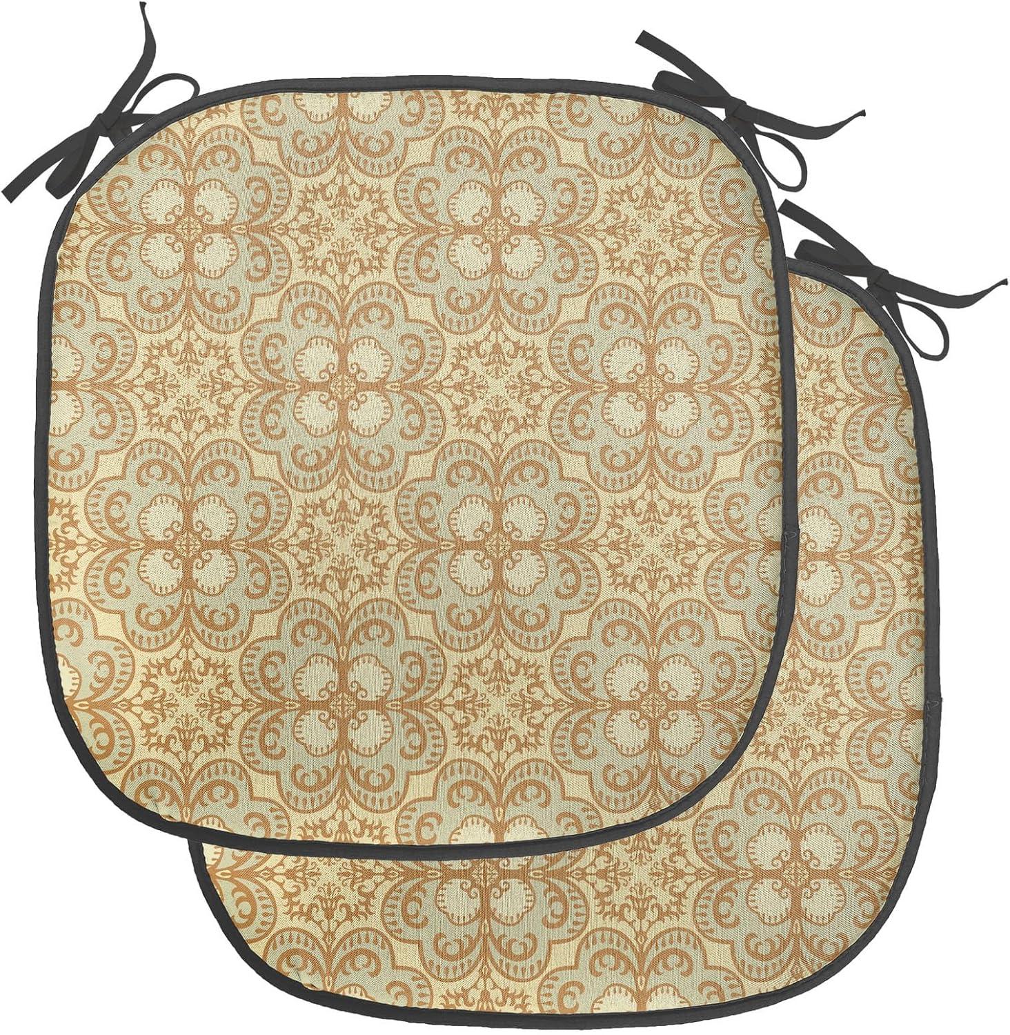 imageAmbesonne Feminine Chair Seating Cushion Set of 4 Pattern of Lipstick Kiss Marks Woman Valentines Wedding Theme Illustration AntiSlip Seat Padding for Kitchen amp Patio 16x16 White RedCream Beige