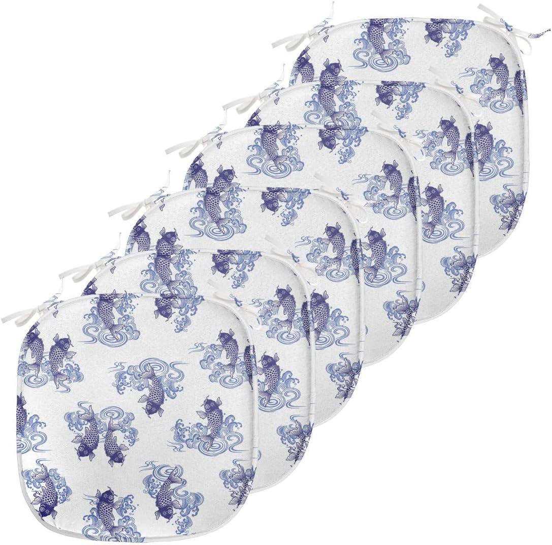imageAmbesonne Feminine Chair Seating Cushion Set of 4 Pattern of Lipstick Kiss Marks Woman Valentines Wedding Theme Illustration AntiSlip Seat Padding for Kitchen amp Patio 16x16 White RedDark Blue