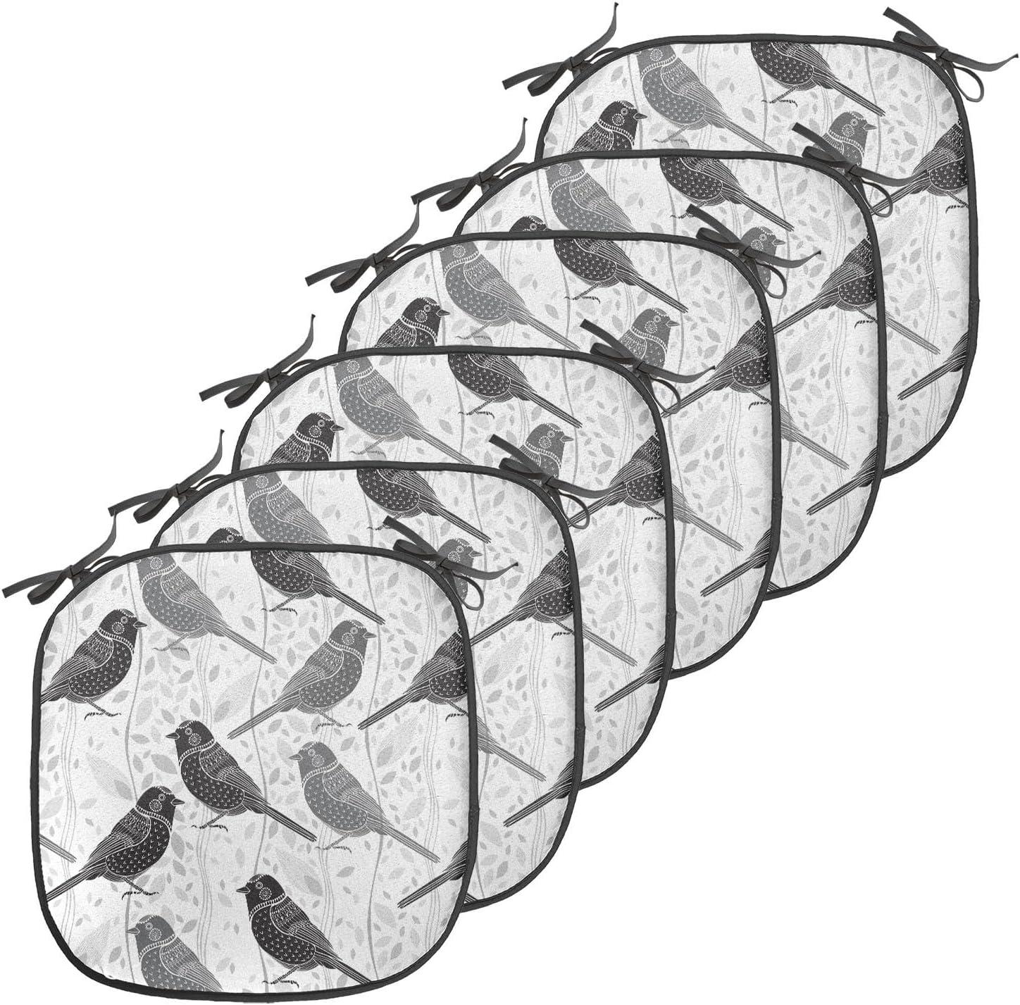 imageAmbesonne Feminine Chair Seating Cushion Set of 4 Pattern of Lipstick Kiss Marks Woman Valentines Wedding Theme Illustration AntiSlip Seat Padding for Kitchen amp Patio 16x16 White RedGrey White Black