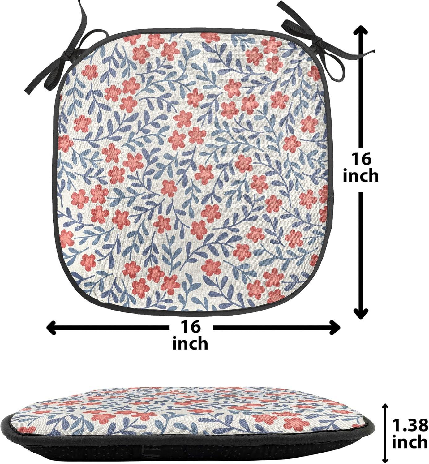 imageAmbesonne Feminine Chair Seating Cushion Set of 4 Pattern of Lipstick Kiss Marks Woman Valentines Wedding Theme Illustration AntiSlip Seat Padding for Kitchen amp Patio 16x16 White RedRed Blue White