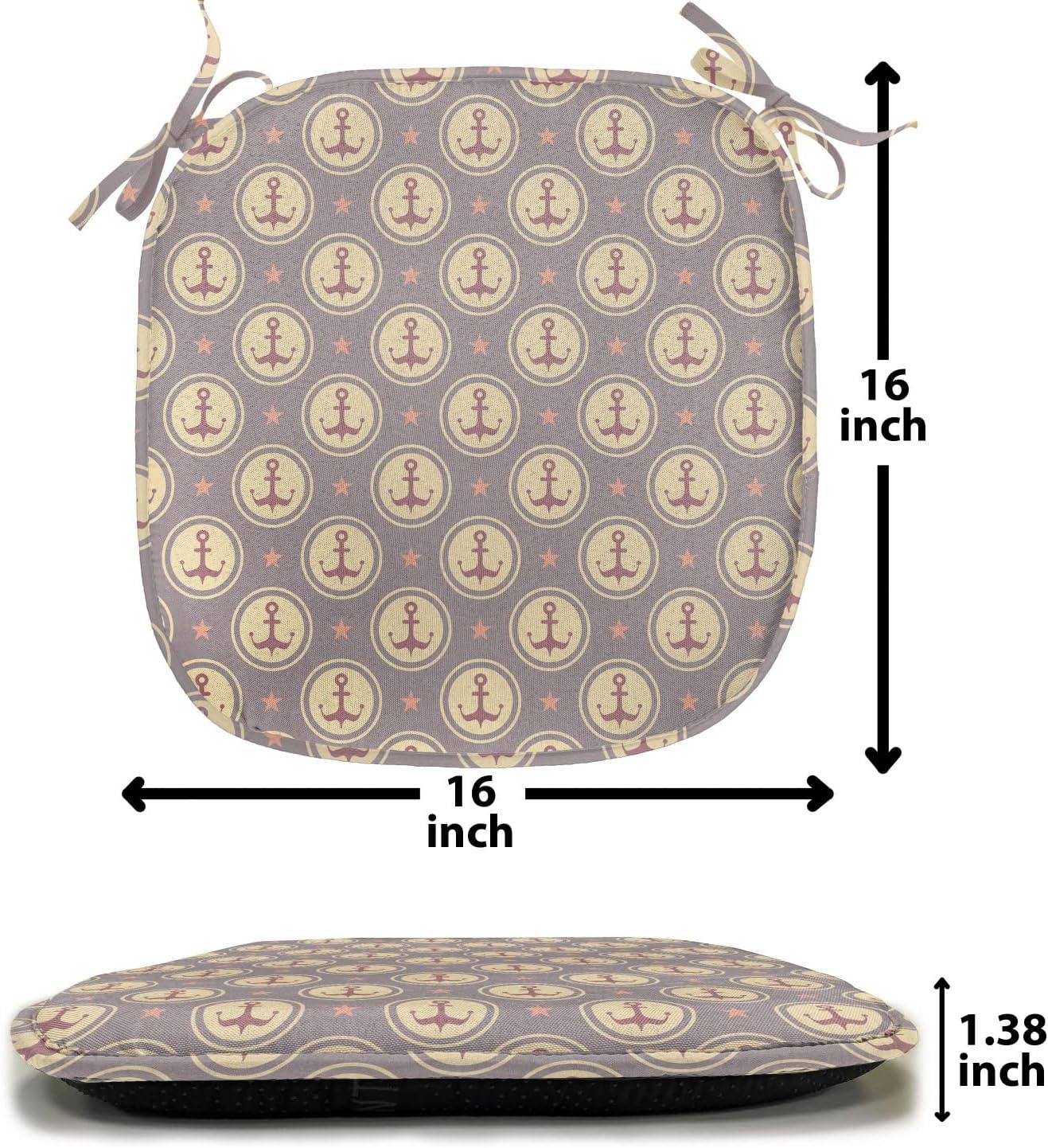 imageAmbesonne Floral Chair Seating Cushion Set of 4 Romantic Roses for Lovers Valentines Shabby Perennial Flower Buds Pattern AntiSlip Seat Padding for Kitchen amp Patio 16x16 Dark Coral Dark BlueMauve Sand Brown Coral
