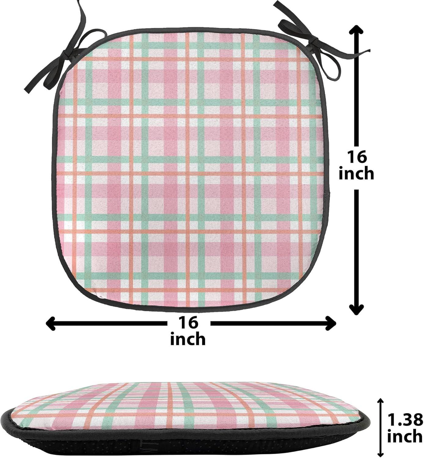 imageAmbesonne Floral Chair Seating Cushion Set of 4 Romantic Roses for Lovers Valentines Shabby Perennial Flower Buds Pattern AntiSlip Seat Padding for Kitchen amp Patio 16x16 Dark Coral Dark BlueMint Salmon Pale Pink