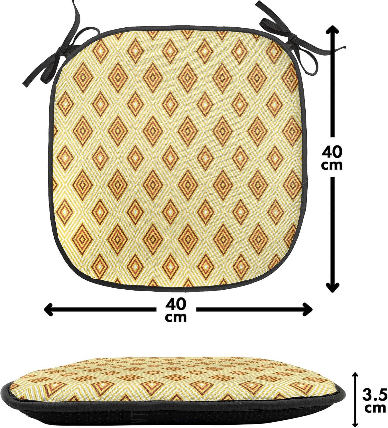 imageAmbesonne Floral Chair Seating Cushion Set of 4 Romantic Roses for Lovers Valentines Shabby Perennial Flower Buds Pattern AntiSlip Seat Padding for Kitchen amp Patio 16x16 Dark Coral Dark BluePale Yellow Amber