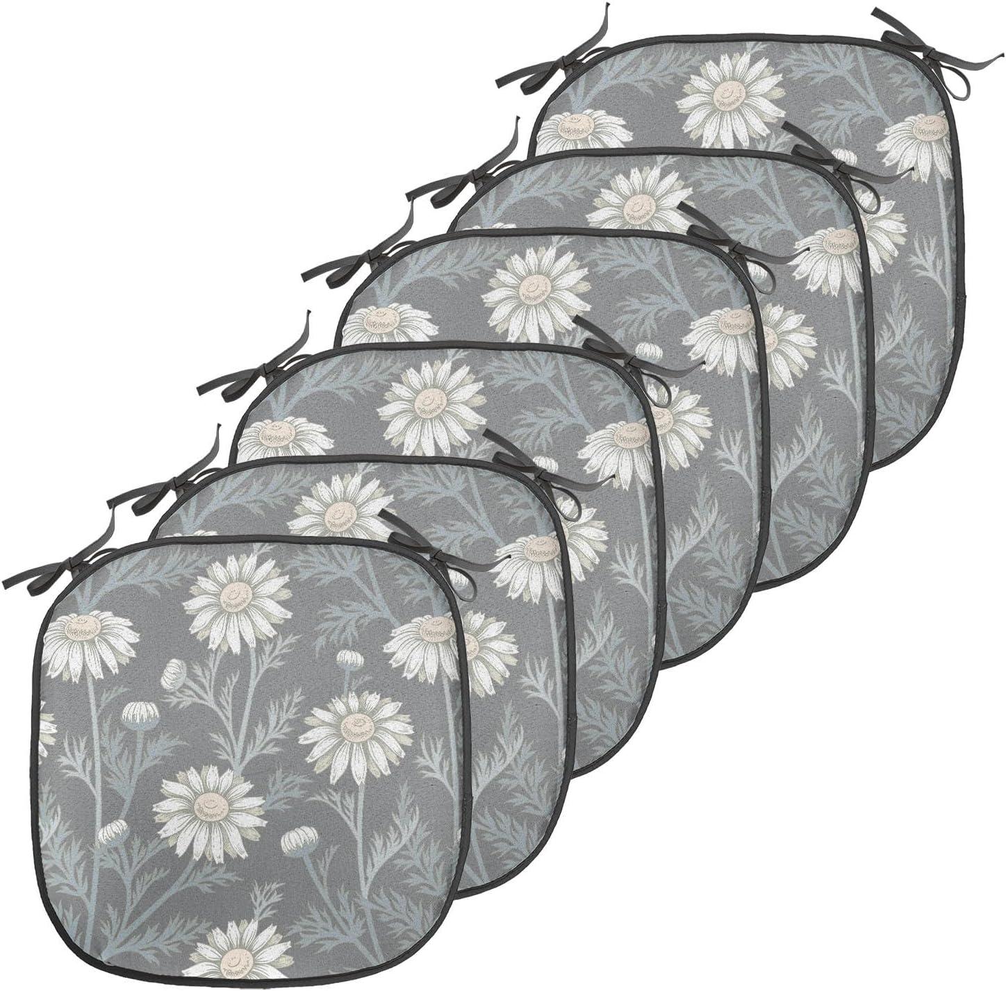 imageAmbesonne Floral Chair Seating Cushion Set of 4 Romantic Roses for Lovers Valentines Shabby Perennial Flower Buds Pattern AntiSlip Seat Padding for Kitchen amp Patio 16x16 Dark Coral Dark BlueGrey Coconut Sage Green