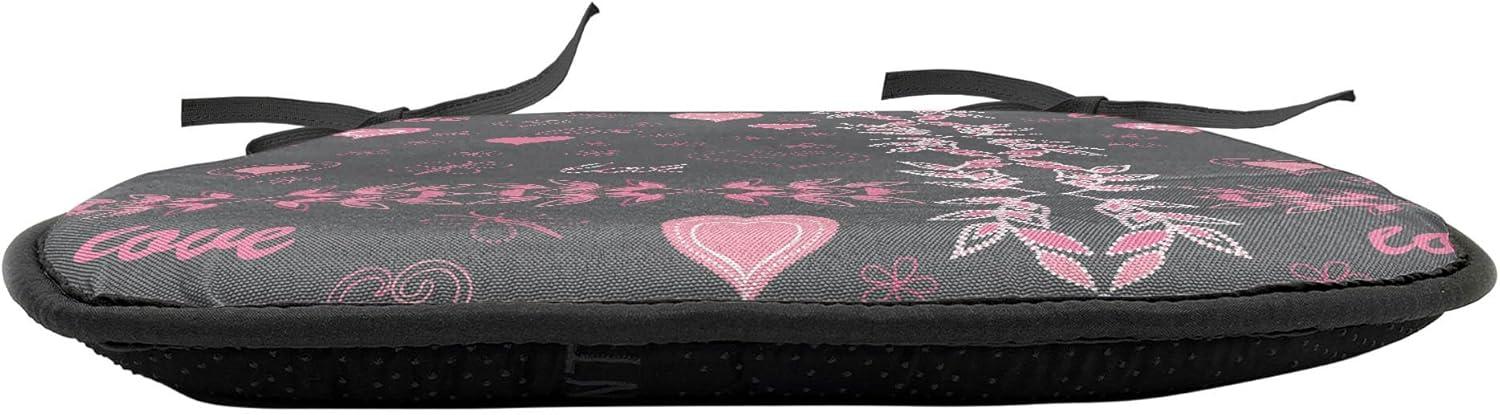 imageAmbesonne Floral Chair Seating Cushion Set of 4 Romantic Roses for Lovers Valentines Shabby Perennial Flower Buds Pattern AntiSlip Seat Padding for Kitchen amp Patio 16x16 Dark Coral Dark BlueCharcoal Grey Pink