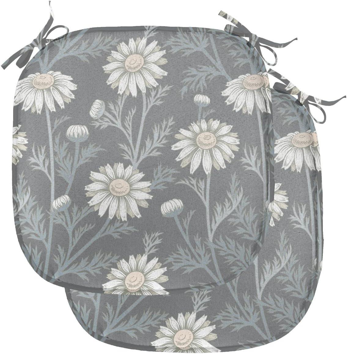 imageAmbesonne Floral Chair Seating Cushion Set of 4 Romantic Roses for Lovers Valentines Shabby Perennial Flower Buds Pattern AntiSlip Seat Padding for Kitchen amp Patio 16x16 Dark Coral Dark BlueGrey Coconut Sage Green