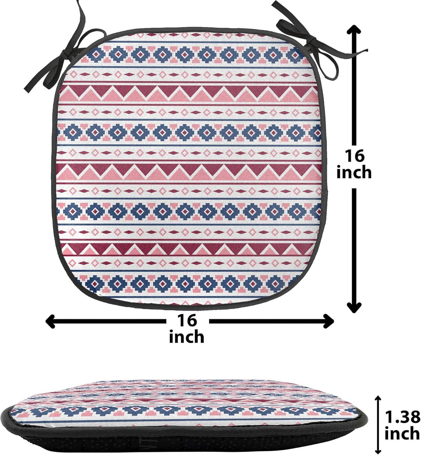 imageAmbesonne Floral Chair Seating Cushion Set of 4 Romantic Roses for Lovers Valentines Shabby Perennial Flower Buds Pattern AntiSlip Seat Padding for Kitchen amp Patio 16x16 Dark Coral Dark BluePale Pink Dark Blue