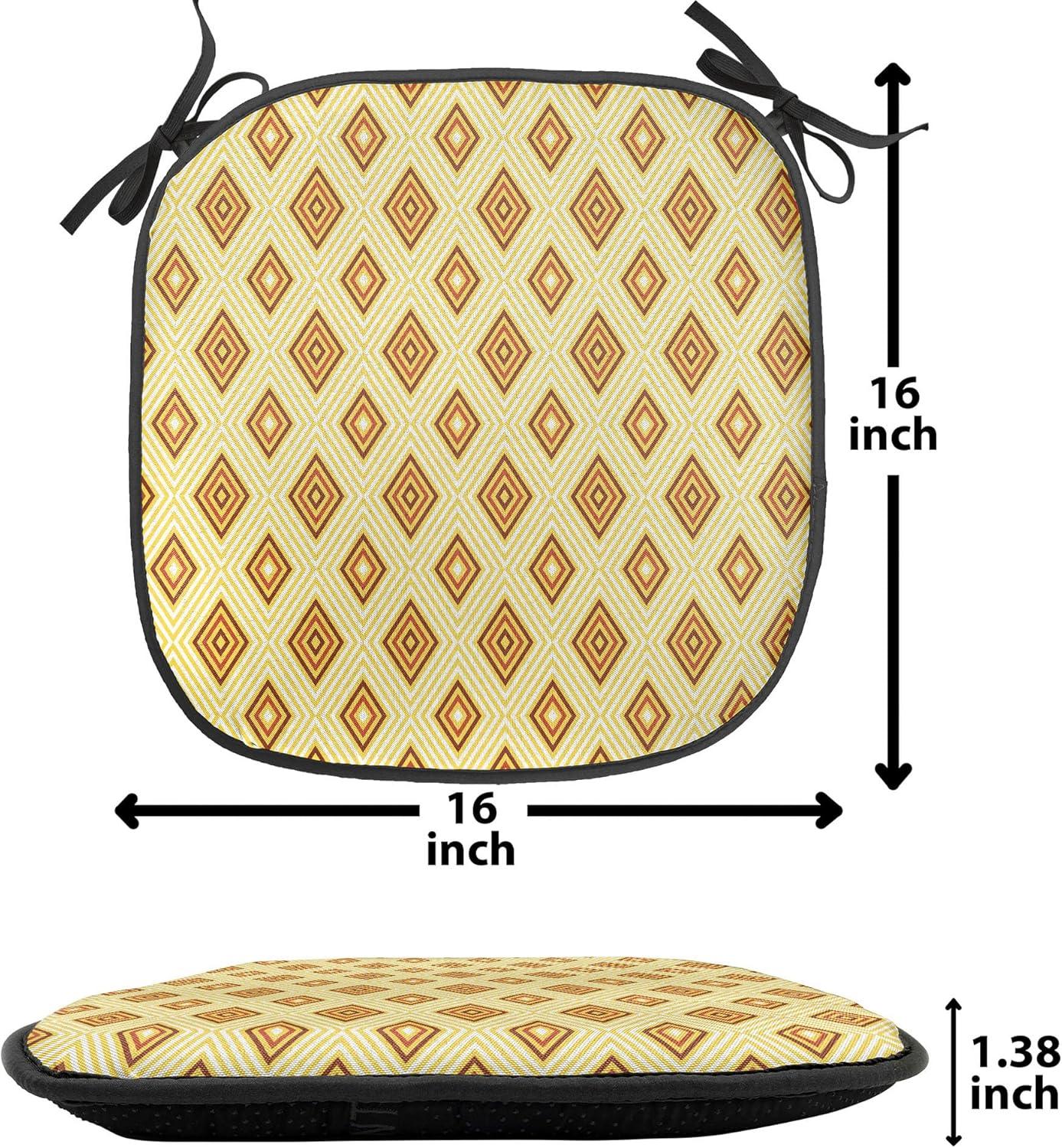 imageAmbesonne Floral Chair Seating Cushion Set of 4 Romantic Roses for Lovers Valentines Shabby Perennial Flower Buds Pattern AntiSlip Seat Padding for Kitchen amp Patio 16x16 Dark Coral Dark BluePale Yellow Amber