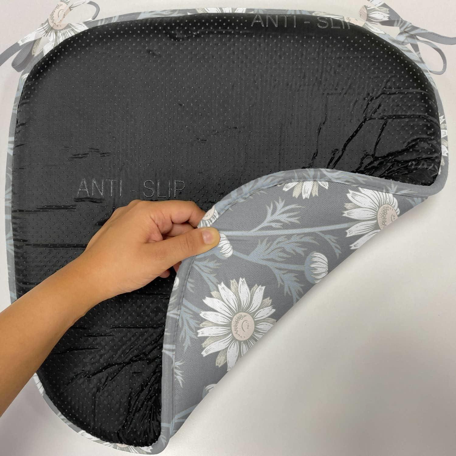 imageAmbesonne Floral Chair Seating Cushion Set of 4 Romantic Roses for Lovers Valentines Shabby Perennial Flower Buds Pattern AntiSlip Seat Padding for Kitchen amp Patio 16x16 Dark Coral Dark BlueGrey Coconut Sage Green