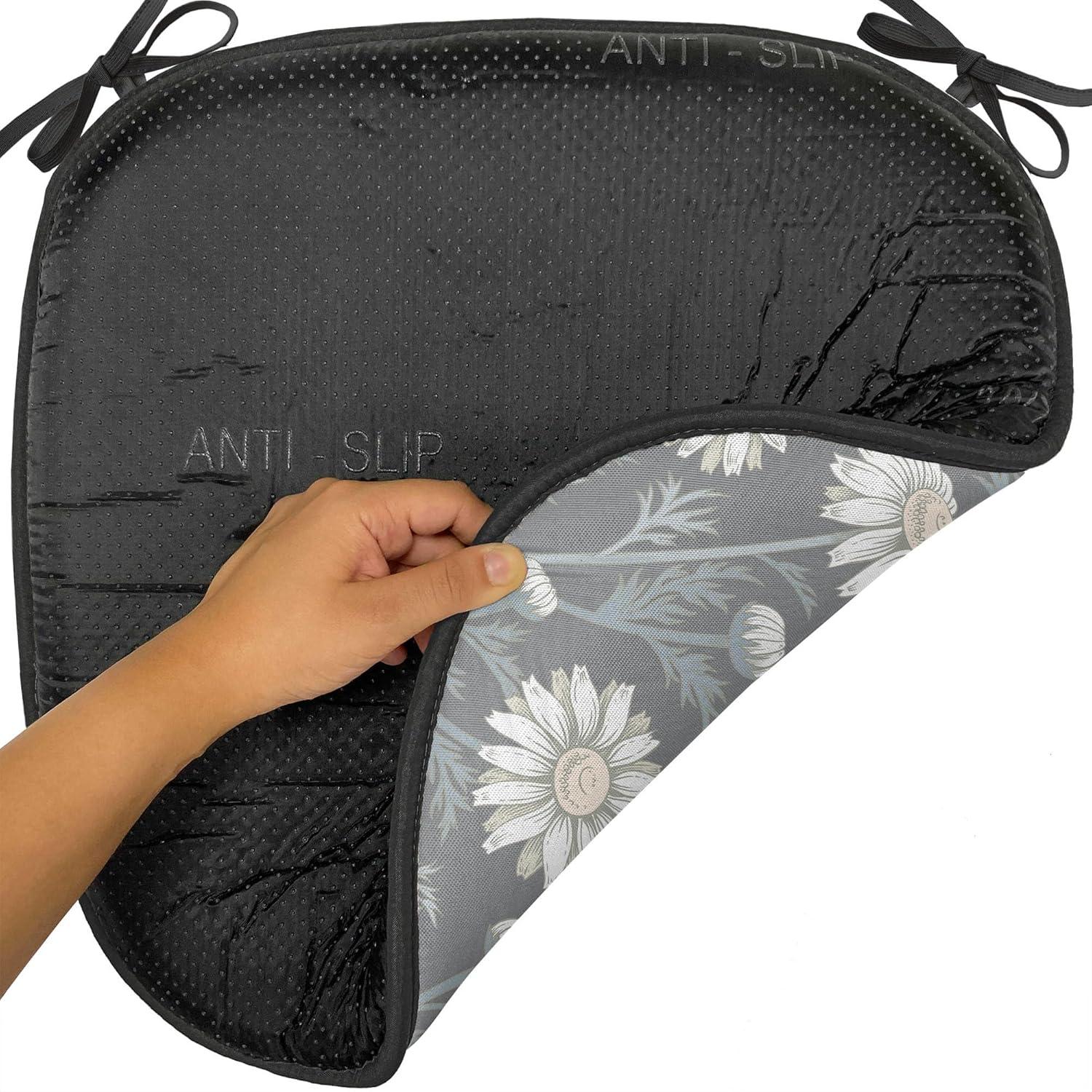 imageAmbesonne Floral Chair Seating Cushion Set of 4 Romantic Roses for Lovers Valentines Shabby Perennial Flower Buds Pattern AntiSlip Seat Padding for Kitchen amp Patio 16x16 Dark Coral Dark BlueGrey Coconut Sage Green