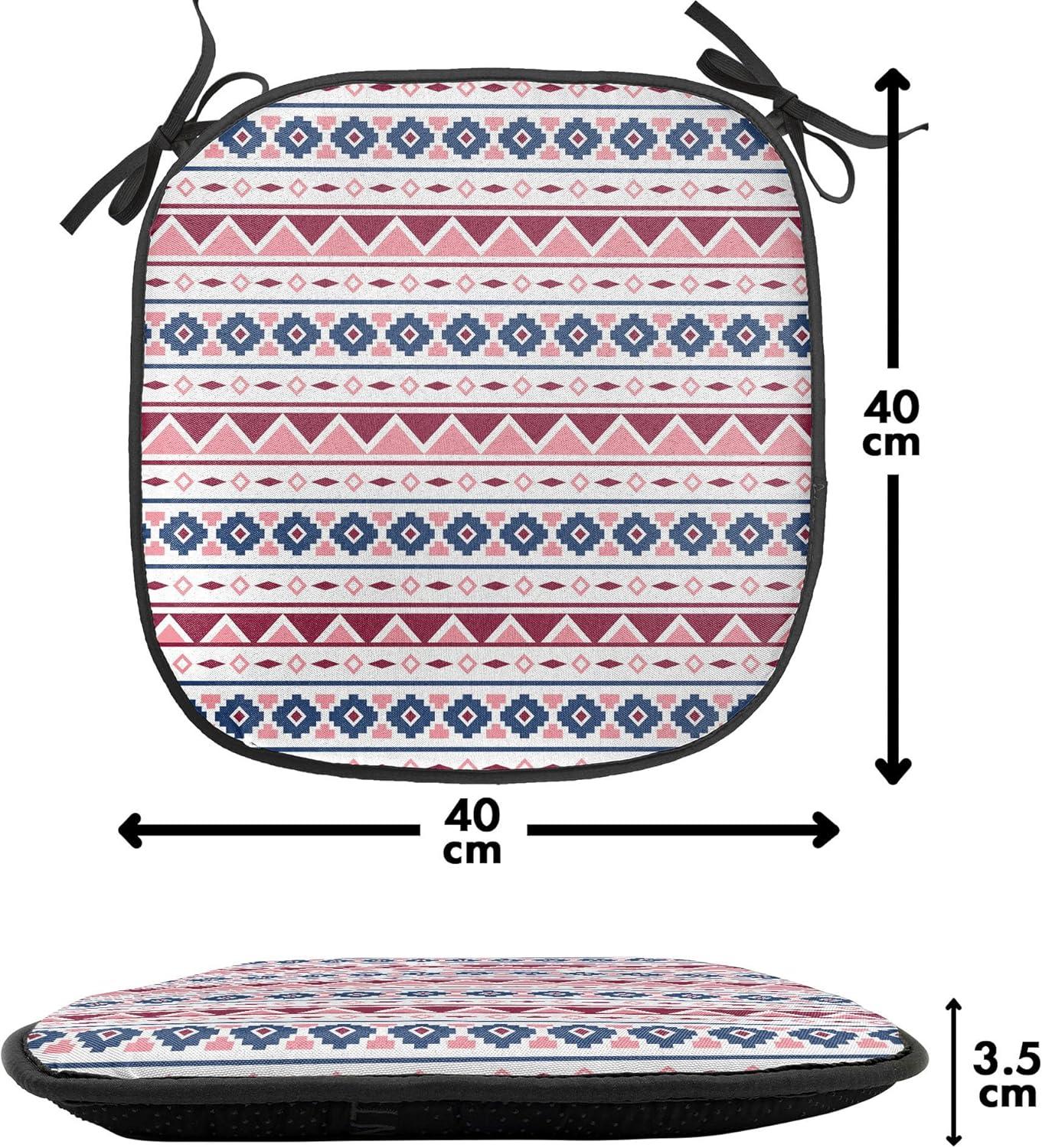 imageAmbesonne Floral Chair Seating Cushion Set of 4 Romantic Roses for Lovers Valentines Shabby Perennial Flower Buds Pattern AntiSlip Seat Padding for Kitchen amp Patio 16x16 Dark Coral Dark BluePale Pink Dark Blue