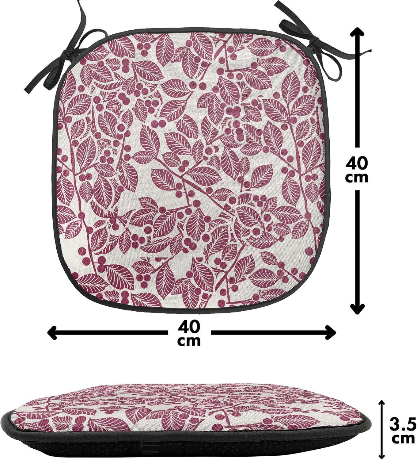 imageAmbesonne Floral Chair Seating Cushion Set of 4 Romantic Roses for Lovers Valentines Shabby Perennial Flower Buds Pattern AntiSlip Seat Padding for Kitchen amp Patio 16x16 Dark Coral Dark BlueMaroon Beige