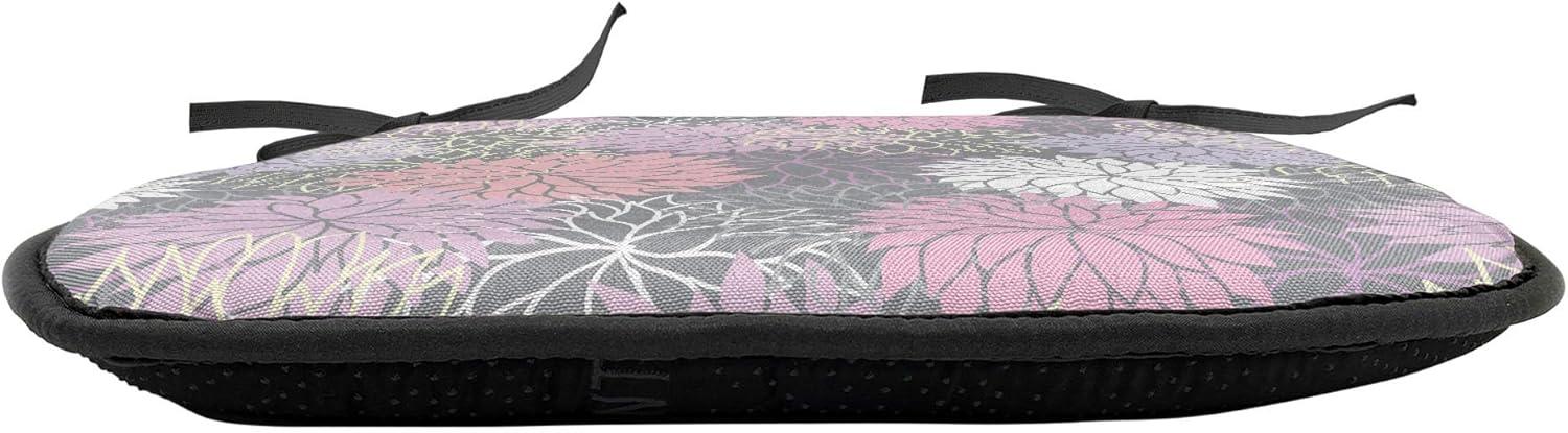 imageAmbesonne Floral Chair Seating Cushion Set of 4 Romantic Roses for Lovers Valentines Shabby Perennial Flower Buds Pattern AntiSlip Seat Padding for Kitchen amp Patio 16x16 Dark Coral Dark BlueBlush Lilac Grey
