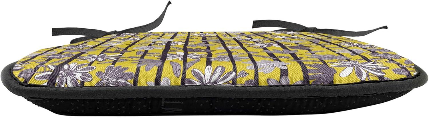imageAmbesonne Floral Chair Seating Cushion Set of 4 Romantic Roses for Lovers Valentines Shabby Perennial Flower Buds Pattern AntiSlip Seat Padding for Kitchen amp Patio 16x16 Dark Coral Dark BlueYellow Dimgray Black