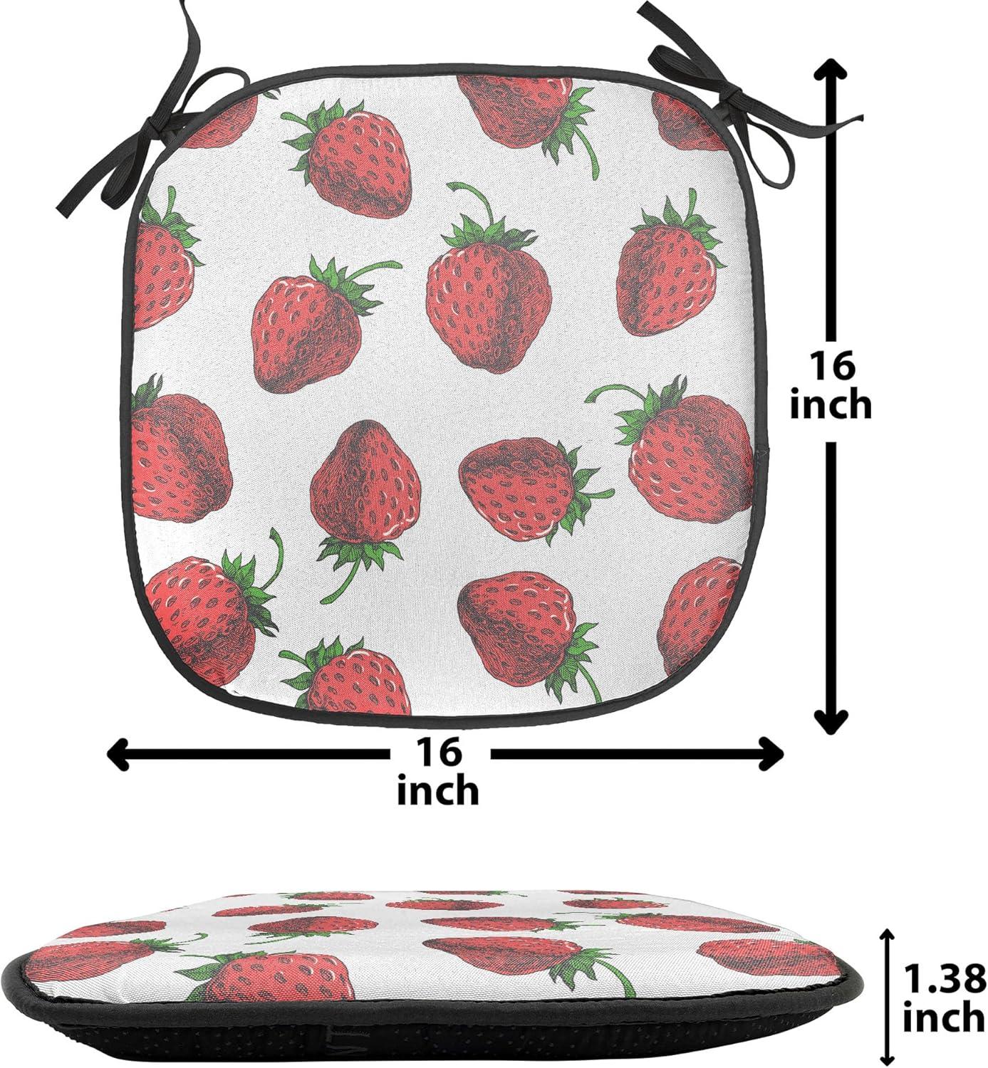 imageAmbesonne Floral Chair Seating Cushion Set of 4 Romantic Roses for Lovers Valentines Shabby Perennial Flower Buds Pattern AntiSlip Seat Padding for Kitchen amp Patio 16x16 Dark Coral Dark BlueFern Green White Red