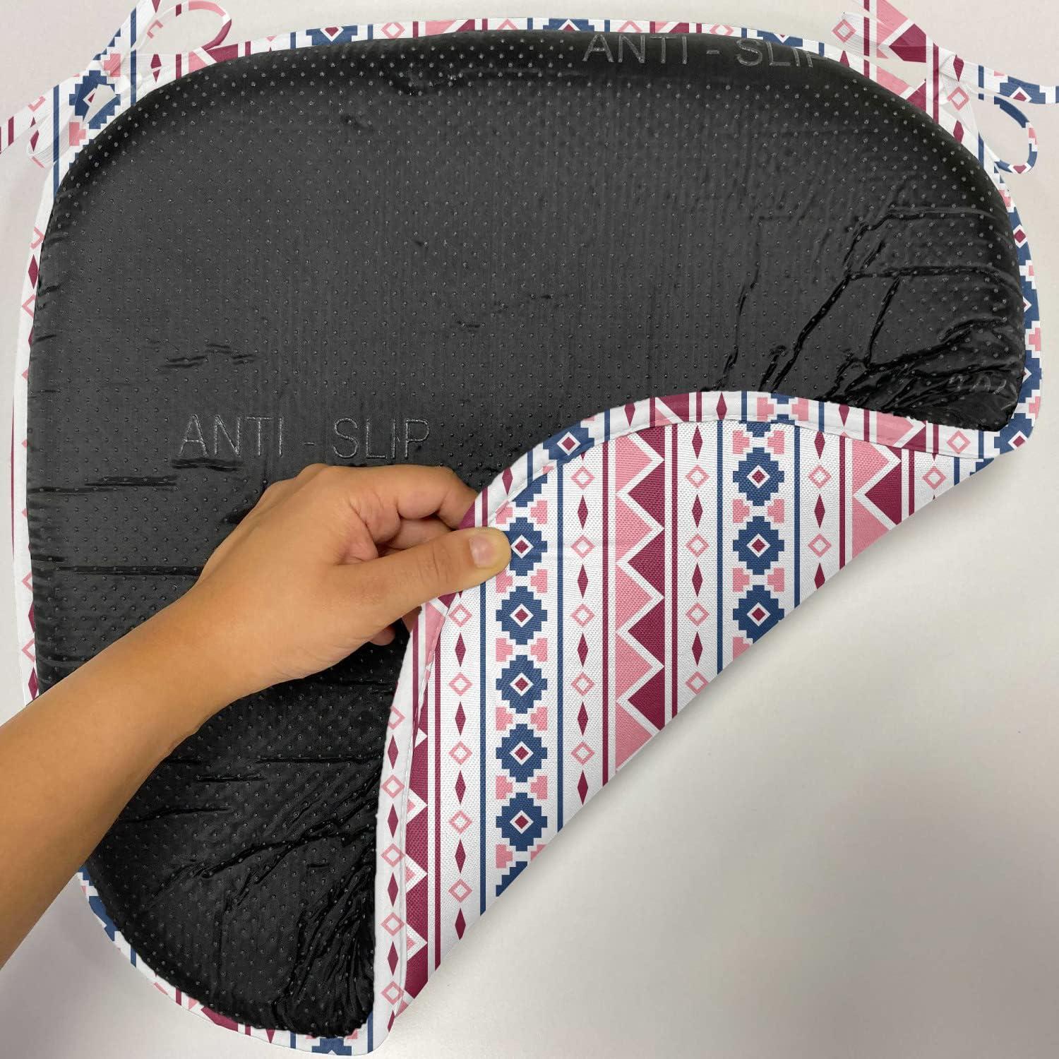 imageAmbesonne Floral Chair Seating Cushion Set of 4 Romantic Roses for Lovers Valentines Shabby Perennial Flower Buds Pattern AntiSlip Seat Padding for Kitchen amp Patio 16x16 Dark Coral Dark BluePale Pink Dark Blue