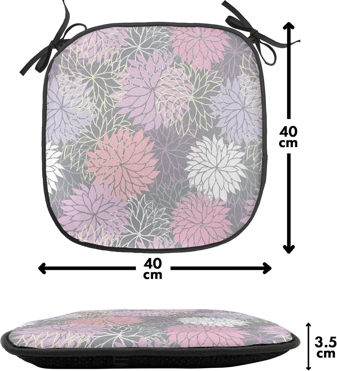 imageAmbesonne Floral Chair Seating Cushion Set of 4 Romantic Roses for Lovers Valentines Shabby Perennial Flower Buds Pattern AntiSlip Seat Padding for Kitchen amp Patio 16x16 Dark Coral Dark BlueBlush Lilac Grey
