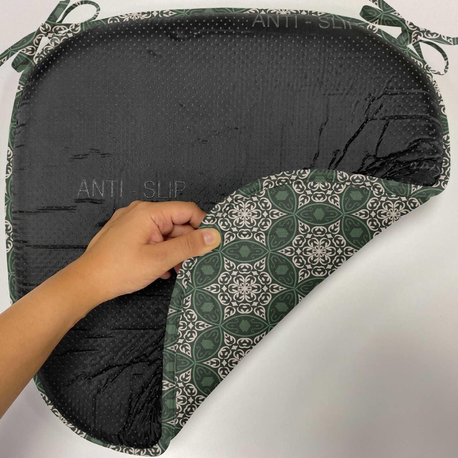 imageAmbesonne Floral Chair Seating Cushion Set of 4 Romantic Roses for Lovers Valentines Shabby Perennial Flower Buds Pattern AntiSlip Seat Padding for Kitchen amp Patio 16x16 Dark Coral Dark BlueEmerald Beige