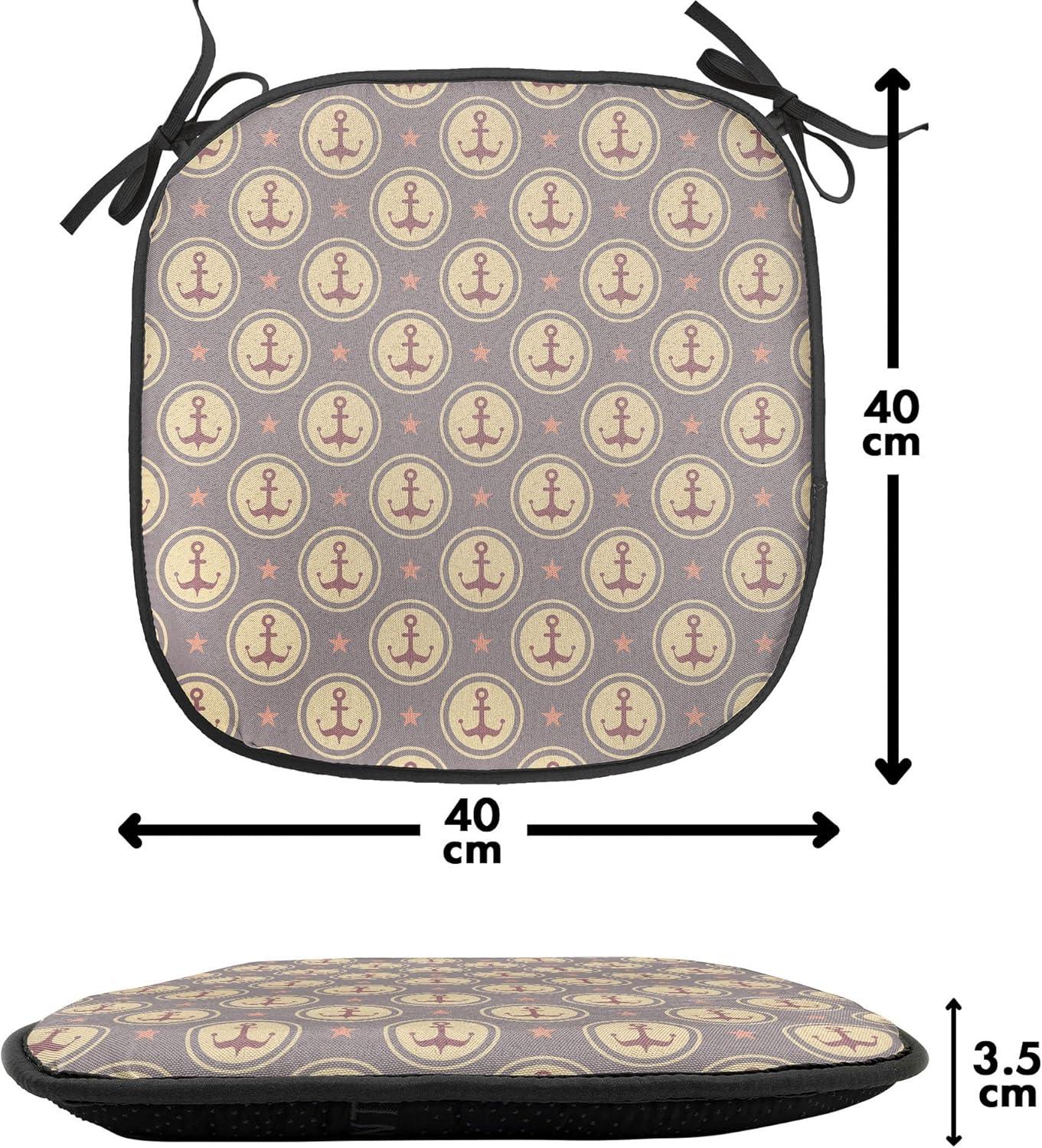 imageAmbesonne Floral Chair Seating Cushion Set of 4 Romantic Roses for Lovers Valentines Shabby Perennial Flower Buds Pattern AntiSlip Seat Padding for Kitchen amp Patio 16x16 Dark Coral Dark BlueMauve Sand Brown Coral