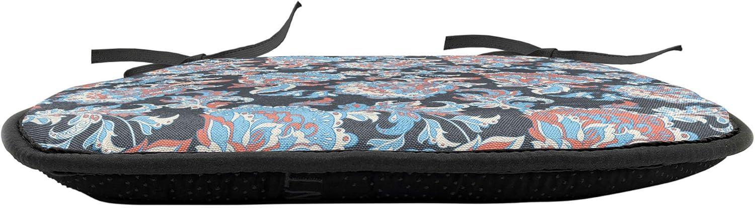 imageAmbesonne Floral Chair Seating Cushion Set of 4 Romantic Roses for Lovers Valentines Shabby Perennial Flower Buds Pattern AntiSlip Seat Padding for Kitchen amp Patio 16x16 Dark Coral Dark BlueCharcoal Grey Coral Blue