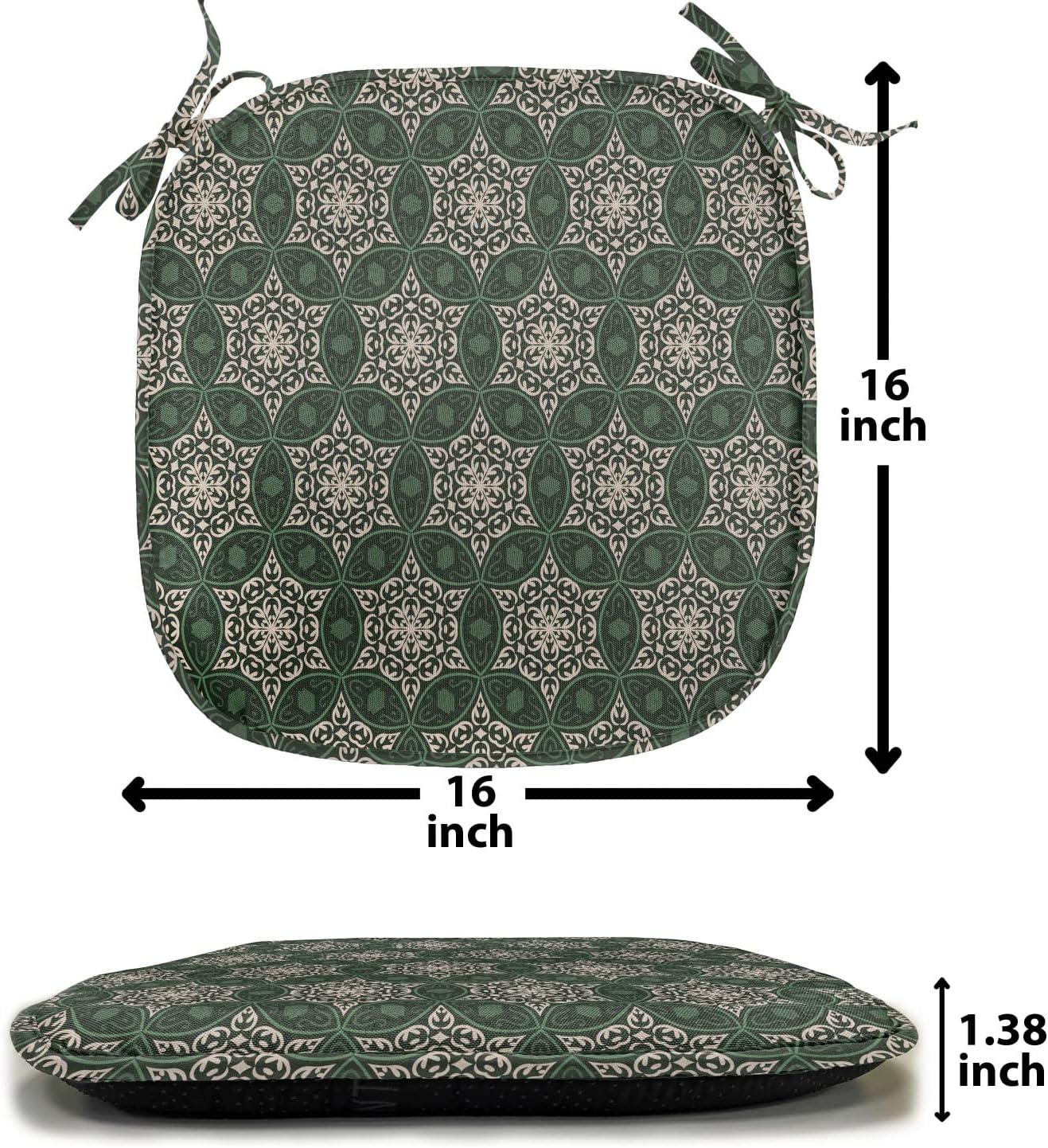 imageAmbesonne Floral Chair Seating Cushion Set of 4 Romantic Roses for Lovers Valentines Shabby Perennial Flower Buds Pattern AntiSlip Seat Padding for Kitchen amp Patio 16x16 Dark Coral Dark BlueEmerald Beige