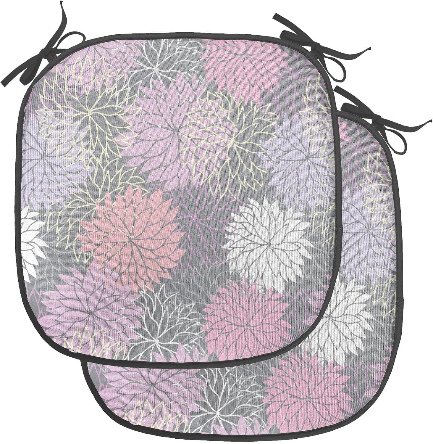 imageAmbesonne Floral Chair Seating Cushion Set of 4 Romantic Roses for Lovers Valentines Shabby Perennial Flower Buds Pattern AntiSlip Seat Padding for Kitchen amp Patio 16x16 Dark Coral Dark BlueBlush Lilac Grey