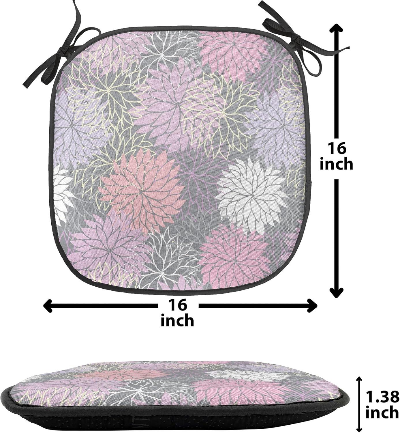 imageAmbesonne Floral Chair Seating Cushion Set of 4 Romantic Roses for Lovers Valentines Shabby Perennial Flower Buds Pattern AntiSlip Seat Padding for Kitchen amp Patio 16x16 Dark Coral Dark BlueBlush Lilac Grey