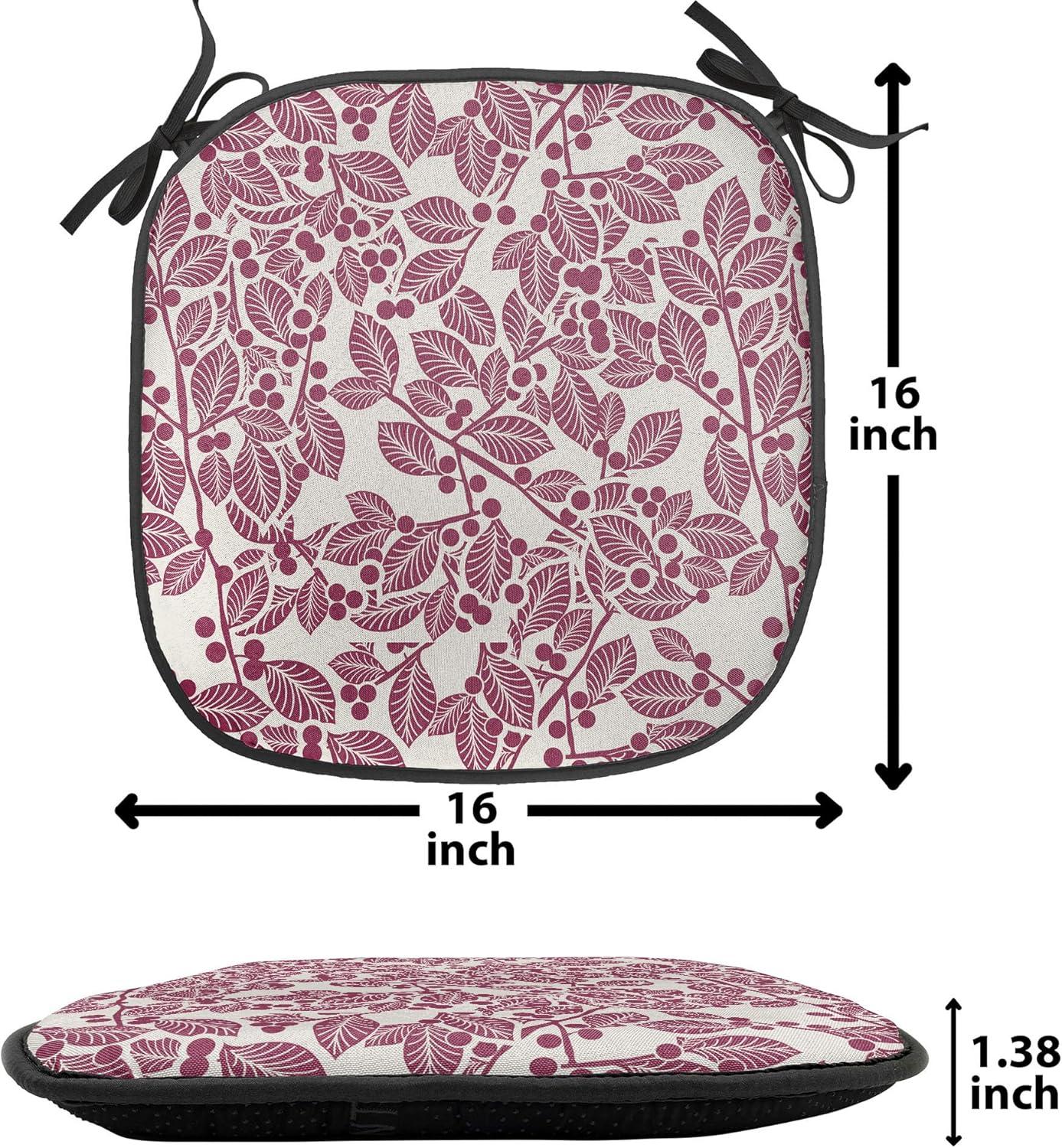 imageAmbesonne Floral Chair Seating Cushion Set of 4 Romantic Roses for Lovers Valentines Shabby Perennial Flower Buds Pattern AntiSlip Seat Padding for Kitchen amp Patio 16x16 Dark Coral Dark BlueMaroon Beige