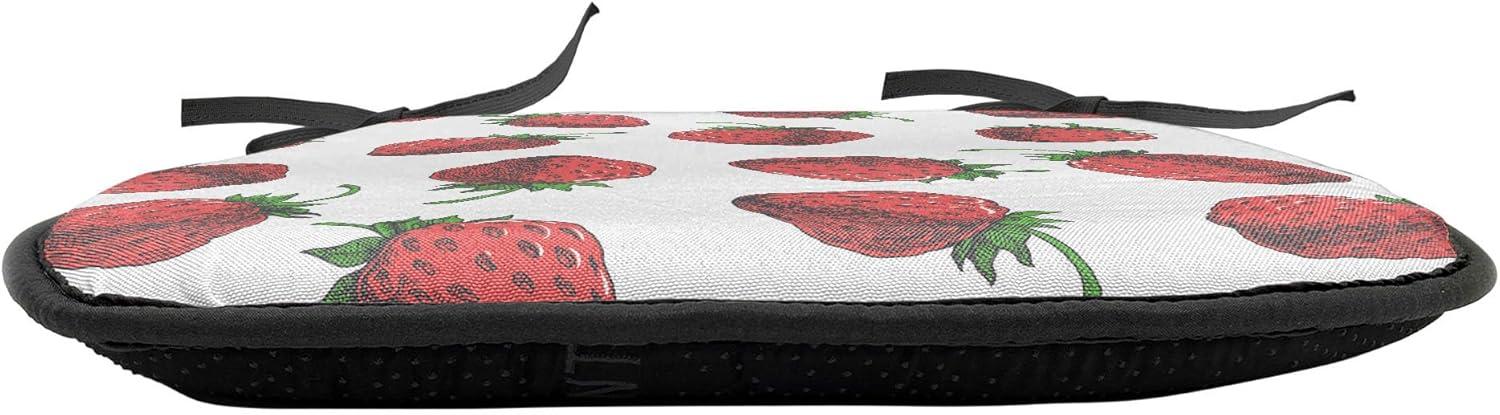 imageAmbesonne Floral Chair Seating Cushion Set of 4 Romantic Roses for Lovers Valentines Shabby Perennial Flower Buds Pattern AntiSlip Seat Padding for Kitchen amp Patio 16x16 Dark Coral Dark BlueFern Green White Red