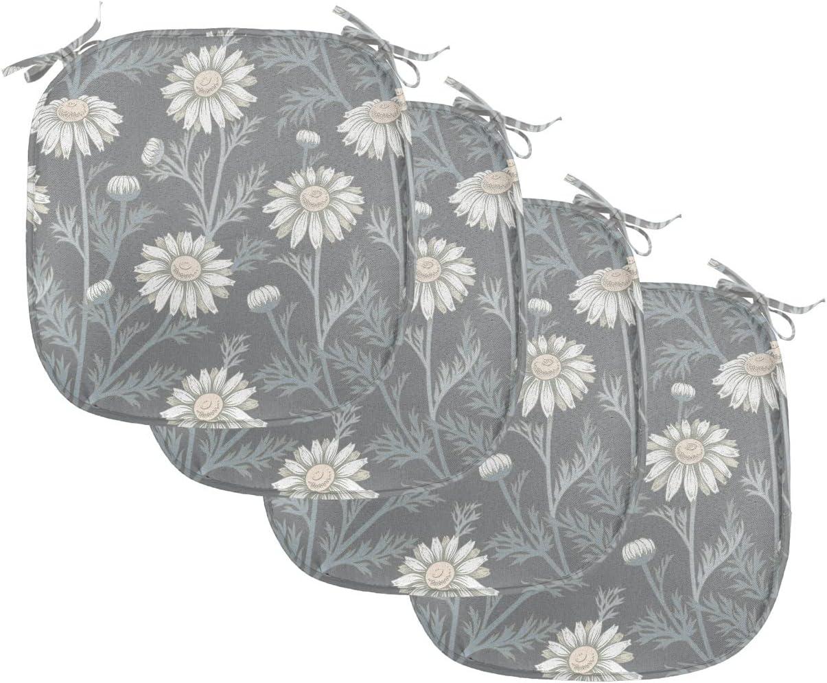 imageAmbesonne Floral Chair Seating Cushion Set of 4 Romantic Roses for Lovers Valentines Shabby Perennial Flower Buds Pattern AntiSlip Seat Padding for Kitchen amp Patio 16x16 Dark Coral Dark BlueGrey Coconut Sage Green