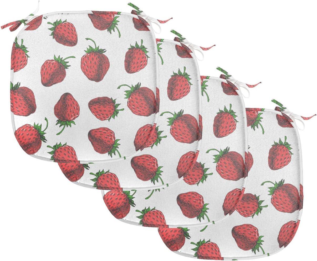 imageAmbesonne Floral Chair Seating Cushion Set of 4 Romantic Roses for Lovers Valentines Shabby Perennial Flower Buds Pattern AntiSlip Seat Padding for Kitchen amp Patio 16x16 Dark Coral Dark BlueFern Green White Red