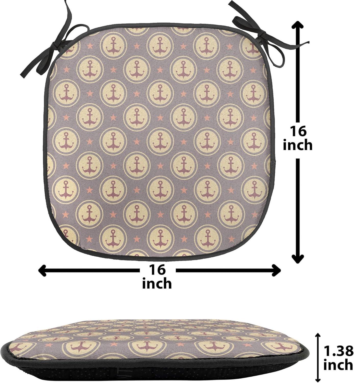 imageAmbesonne Floral Chair Seating Cushion Set of 4 Romantic Roses for Lovers Valentines Shabby Perennial Flower Buds Pattern AntiSlip Seat Padding for Kitchen amp Patio 16x16 Dark Coral Dark BlueMauve Sand Brown Coral