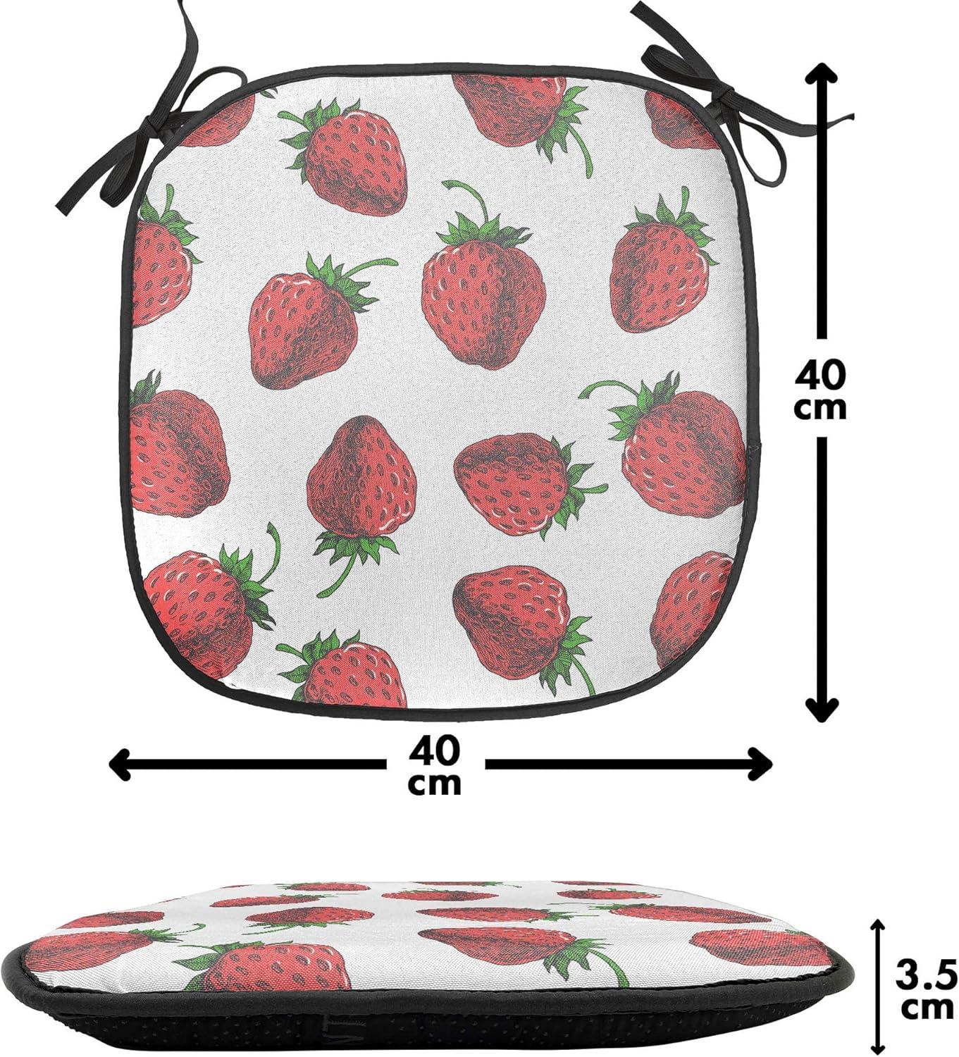 imageAmbesonne Floral Chair Seating Cushion Set of 4 Romantic Roses for Lovers Valentines Shabby Perennial Flower Buds Pattern AntiSlip Seat Padding for Kitchen amp Patio 16x16 Dark Coral Dark BlueFern Green White Red