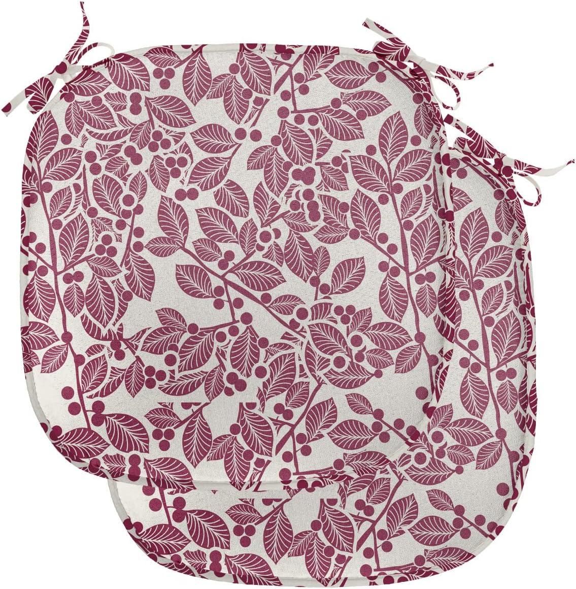 imageAmbesonne Floral Chair Seating Cushion Set of 4 Romantic Roses for Lovers Valentines Shabby Perennial Flower Buds Pattern AntiSlip Seat Padding for Kitchen amp Patio 16x16 Dark Coral Dark BlueMaroon Beige