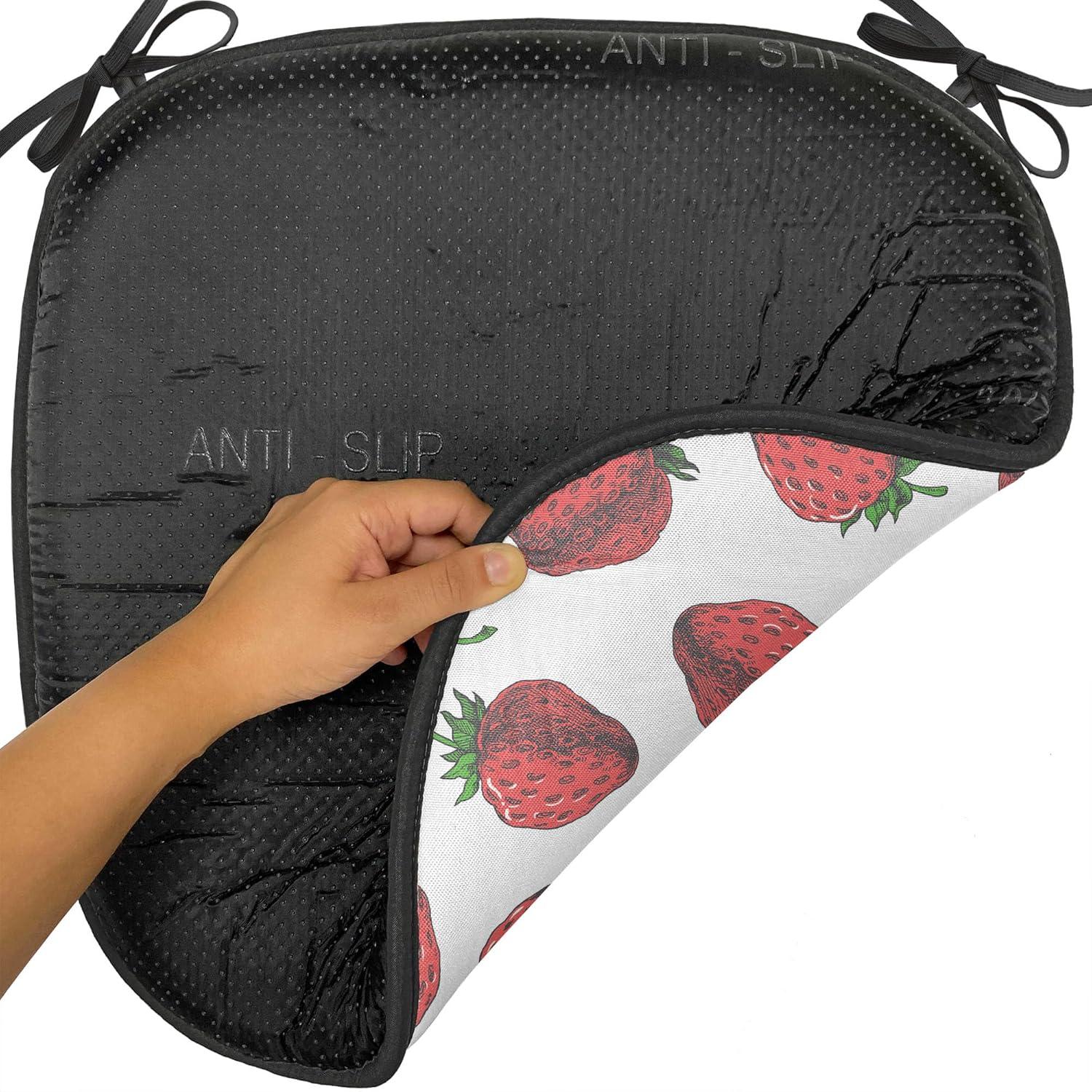 imageAmbesonne Floral Chair Seating Cushion Set of 4 Romantic Roses for Lovers Valentines Shabby Perennial Flower Buds Pattern AntiSlip Seat Padding for Kitchen amp Patio 16x16 Dark Coral Dark BlueFern Green White Red
