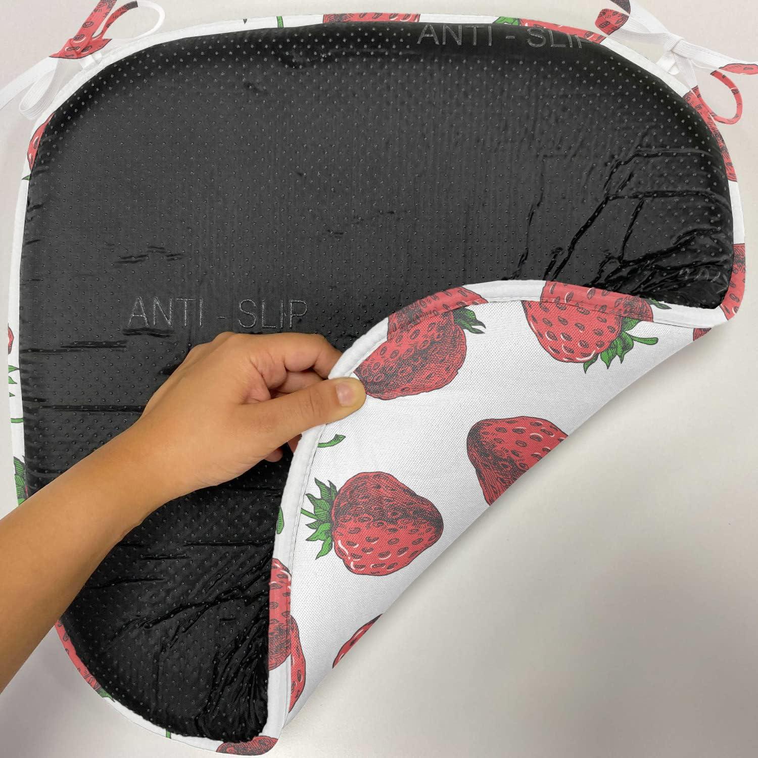 imageAmbesonne Floral Chair Seating Cushion Set of 4 Romantic Roses for Lovers Valentines Shabby Perennial Flower Buds Pattern AntiSlip Seat Padding for Kitchen amp Patio 16x16 Dark Coral Dark BlueFern Green White Red