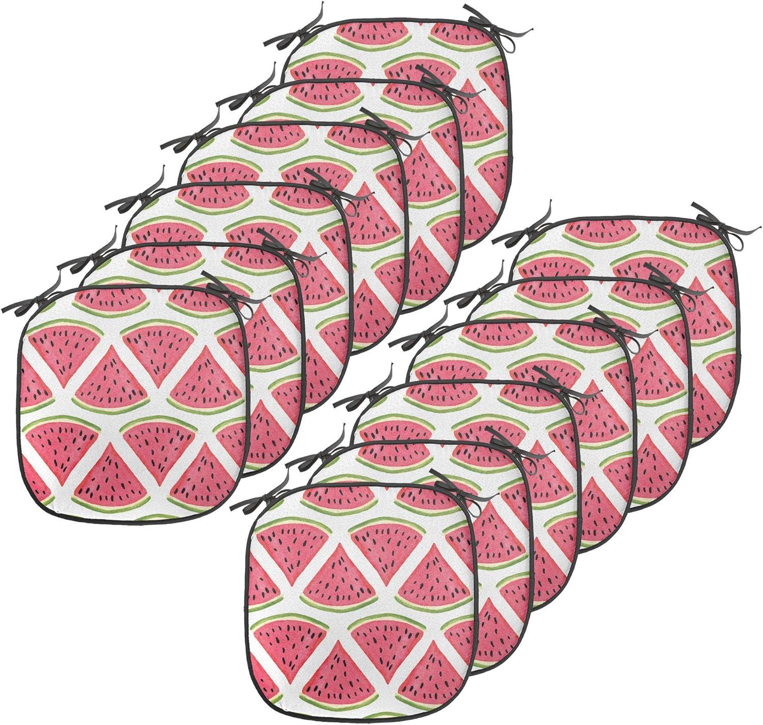 imageAmbesonne Fruits Chair Seating Cushion Set of 8 Retro Valentine Theme with Strawberry Love Happiness Merry Lucky Image AntiSlip Seat Padding for Kitchen amp Patio 16x16 Eggshell Ruby Army GreenDark Coral Fern Green