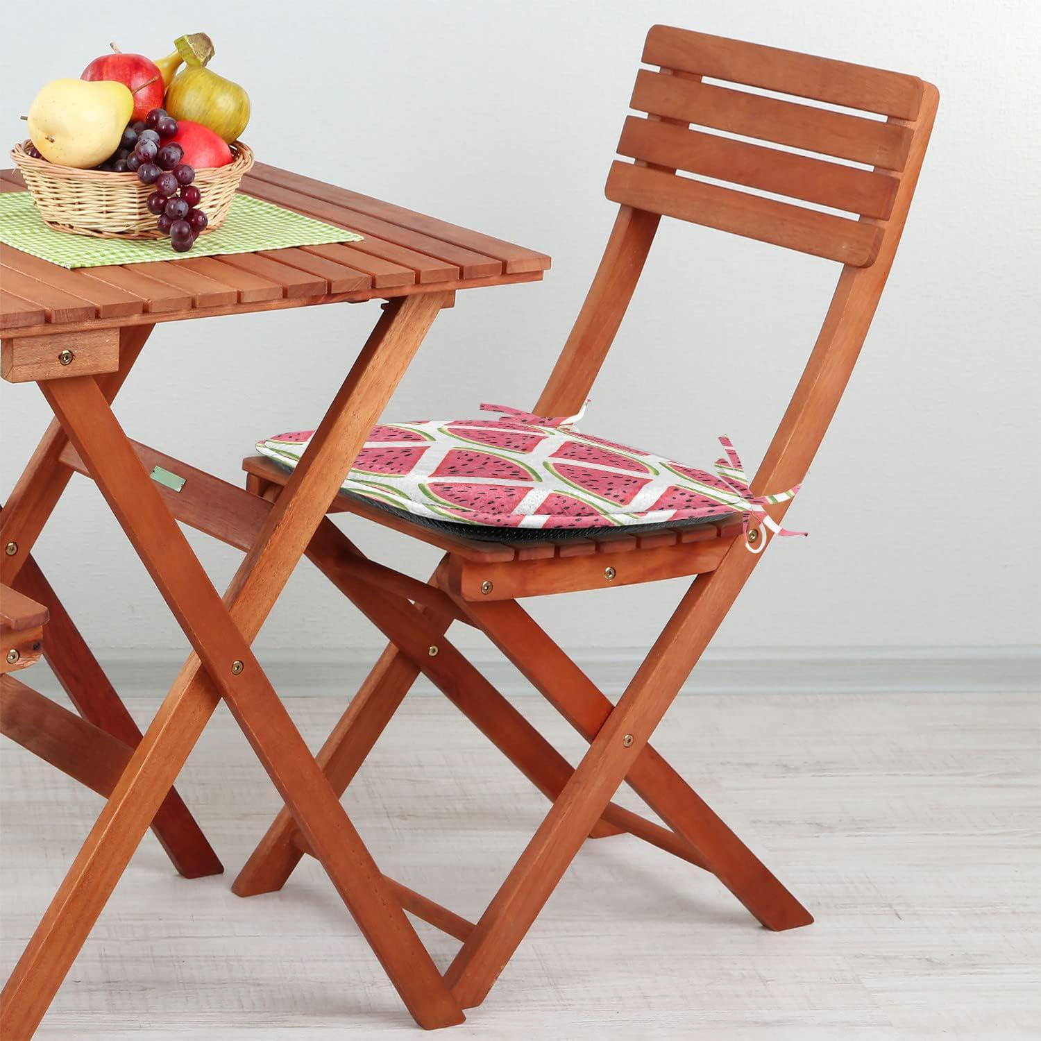 imageAmbesonne Fruits Chair Seating Cushion Set of 8 Retro Valentine Theme with Strawberry Love Happiness Merry Lucky Image AntiSlip Seat Padding for Kitchen amp Patio 16x16 Eggshell Ruby Army GreenDark Coral Fern Green