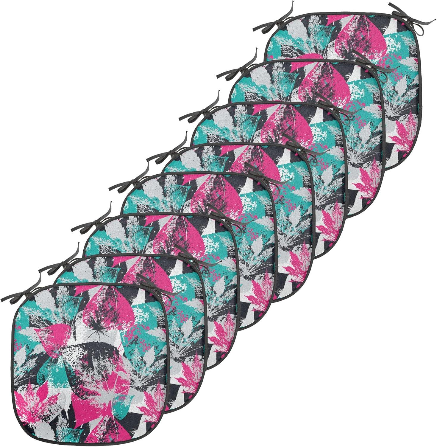 imageAmbesonne Fruits Chair Seating Cushion Set of 8 Retro Valentine Theme with Strawberry Love Happiness Merry Lucky Image AntiSlip Seat Padding for Kitchen amp Patio 16x16 Eggshell Ruby Army GreenHot Pink Seafoam Black
