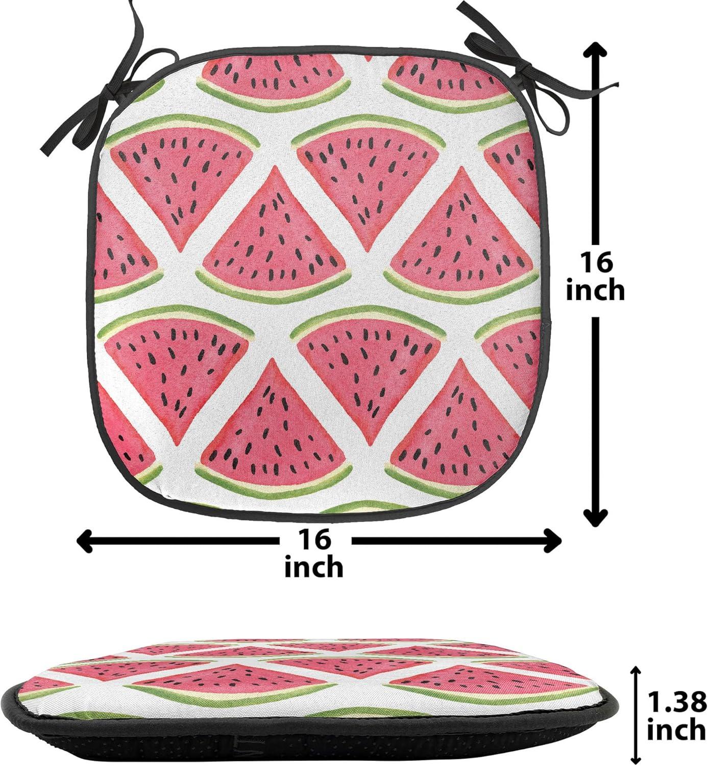 imageAmbesonne Fruits Chair Seating Cushion Set of 8 Retro Valentine Theme with Strawberry Love Happiness Merry Lucky Image AntiSlip Seat Padding for Kitchen amp Patio 16x16 Eggshell Ruby Army GreenDark Coral Fern Green