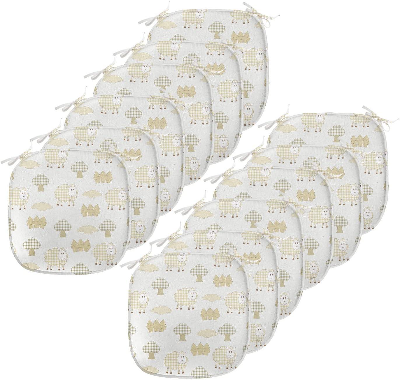 imageAmbesonne Fruits Chair Seating Cushion Set of 8 Retro Valentine Theme with Strawberry Love Happiness Merry Lucky Image AntiSlip Seat Padding for Kitchen amp Patio 16x16 Eggshell Ruby Army GreenWhite Khaki Ivory