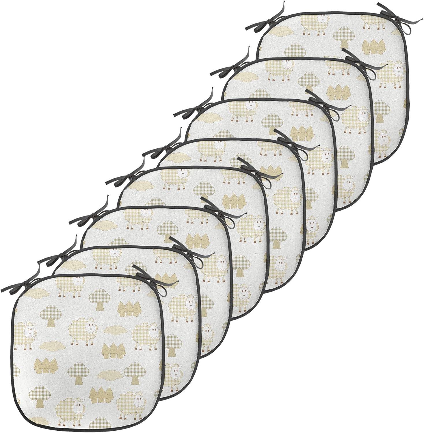 imageAmbesonne Fruits Chair Seating Cushion Set of 8 Retro Valentine Theme with Strawberry Love Happiness Merry Lucky Image AntiSlip Seat Padding for Kitchen amp Patio 16x16 Eggshell Ruby Army GreenWhite Khaki Ivory