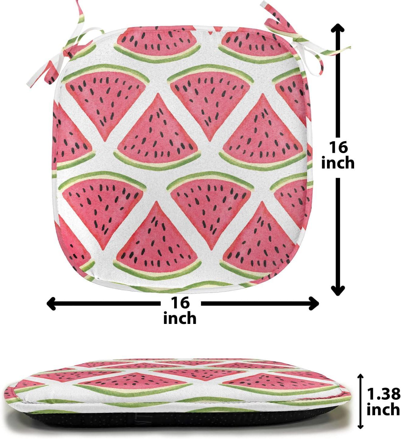 imageAmbesonne Fruits Chair Seating Cushion Set of 8 Retro Valentine Theme with Strawberry Love Happiness Merry Lucky Image AntiSlip Seat Padding for Kitchen amp Patio 16x16 Eggshell Ruby Army GreenDark Coral Fern Green