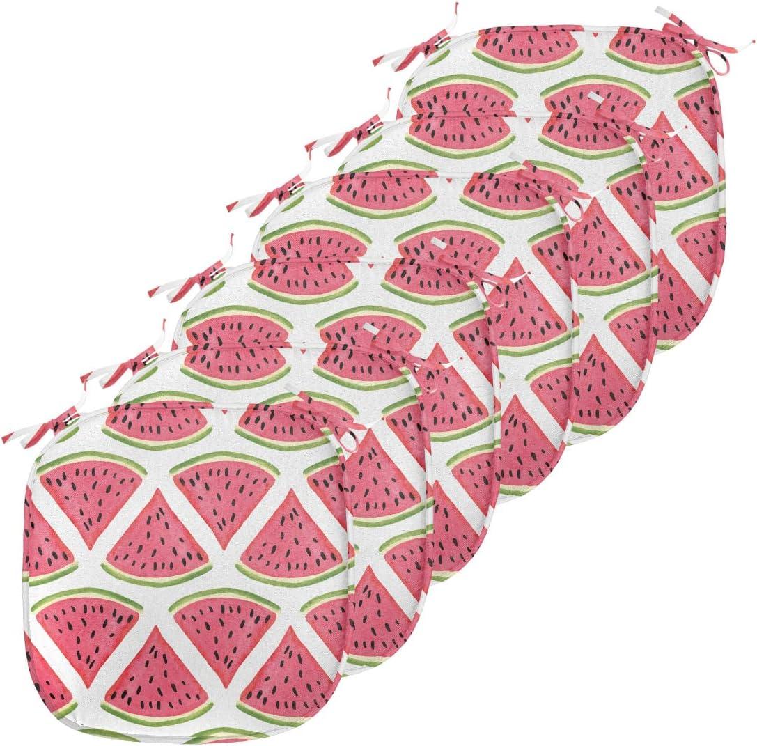 imageAmbesonne Fruits Chair Seating Cushion Set of 8 Retro Valentine Theme with Strawberry Love Happiness Merry Lucky Image AntiSlip Seat Padding for Kitchen amp Patio 16x16 Eggshell Ruby Army GreenDark Coral Fern Green
