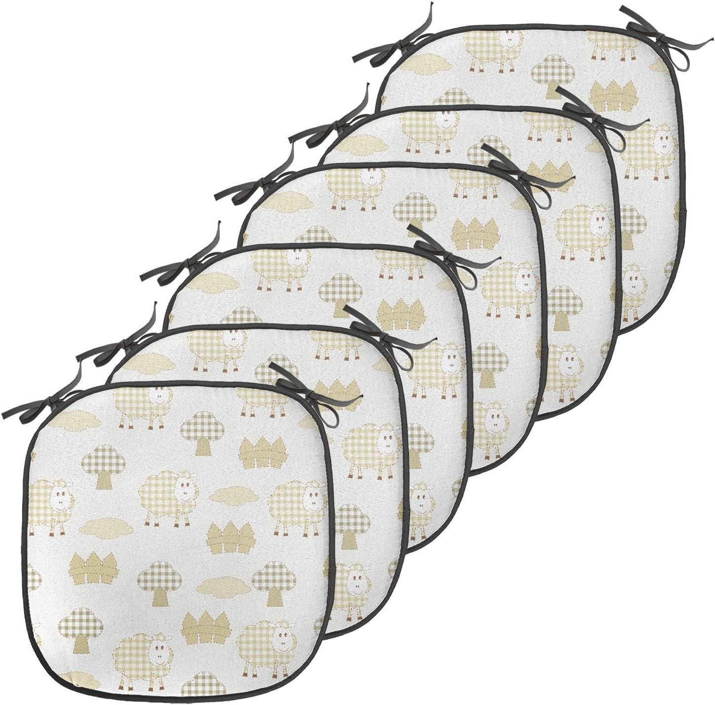 imageAmbesonne Fruits Chair Seating Cushion Set of 8 Retro Valentine Theme with Strawberry Love Happiness Merry Lucky Image AntiSlip Seat Padding for Kitchen amp Patio 16x16 Eggshell Ruby Army GreenWhite Khaki Ivory