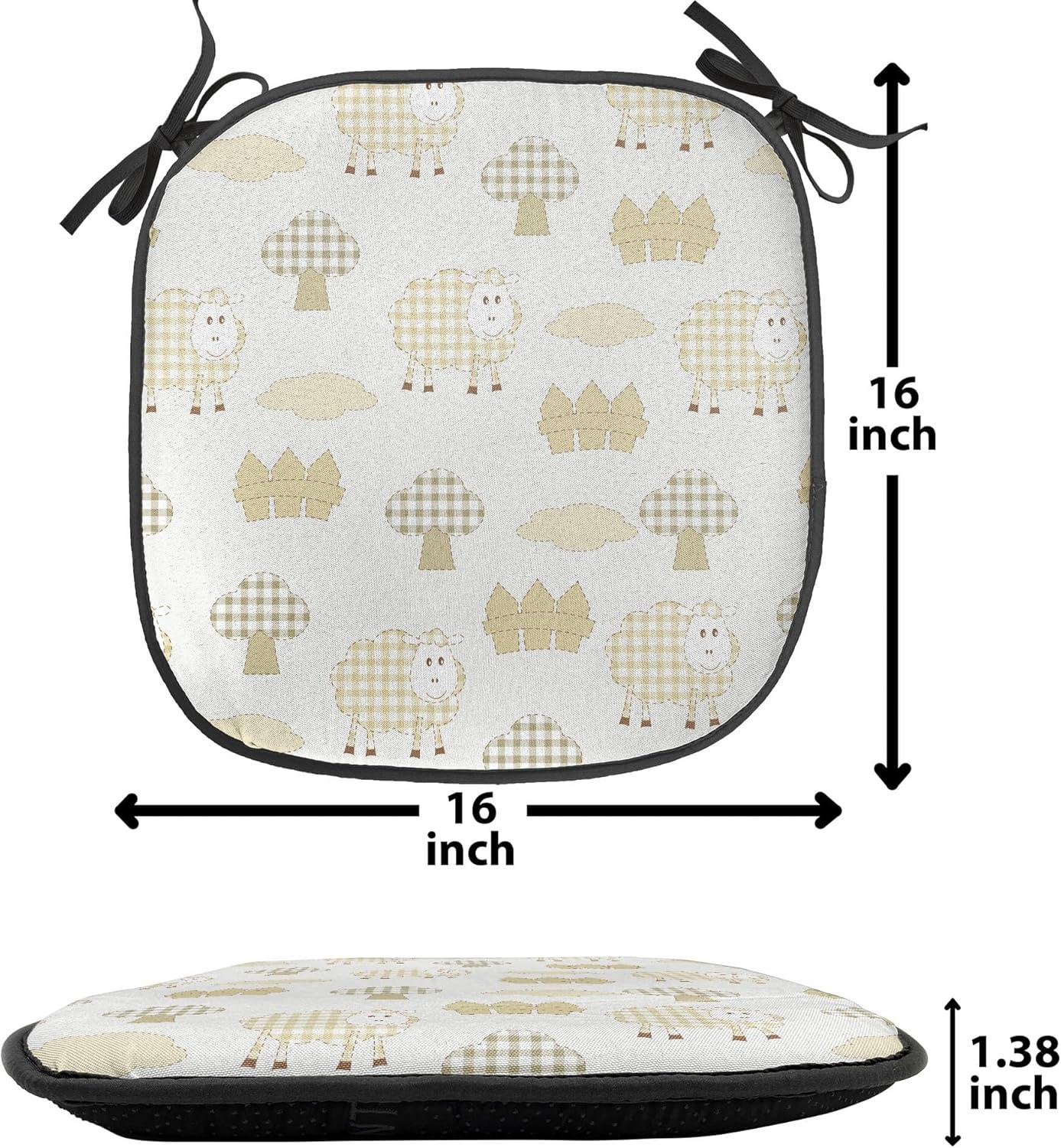 imageAmbesonne Fruits Chair Seating Cushion Set of 8 Retro Valentine Theme with Strawberry Love Happiness Merry Lucky Image AntiSlip Seat Padding for Kitchen amp Patio 16x16 Eggshell Ruby Army GreenWhite Khaki Ivory