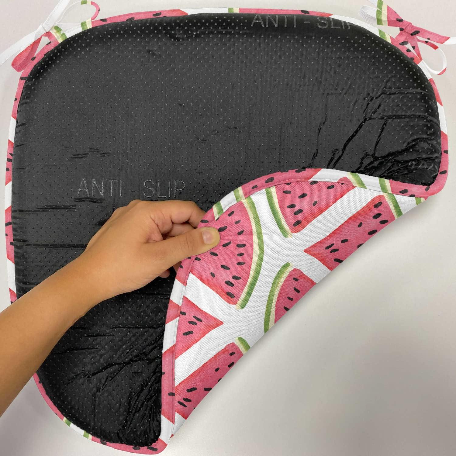 imageAmbesonne Fruits Chair Seating Cushion Set of 8 Retro Valentine Theme with Strawberry Love Happiness Merry Lucky Image AntiSlip Seat Padding for Kitchen amp Patio 16x16 Eggshell Ruby Army GreenDark Coral Fern Green
