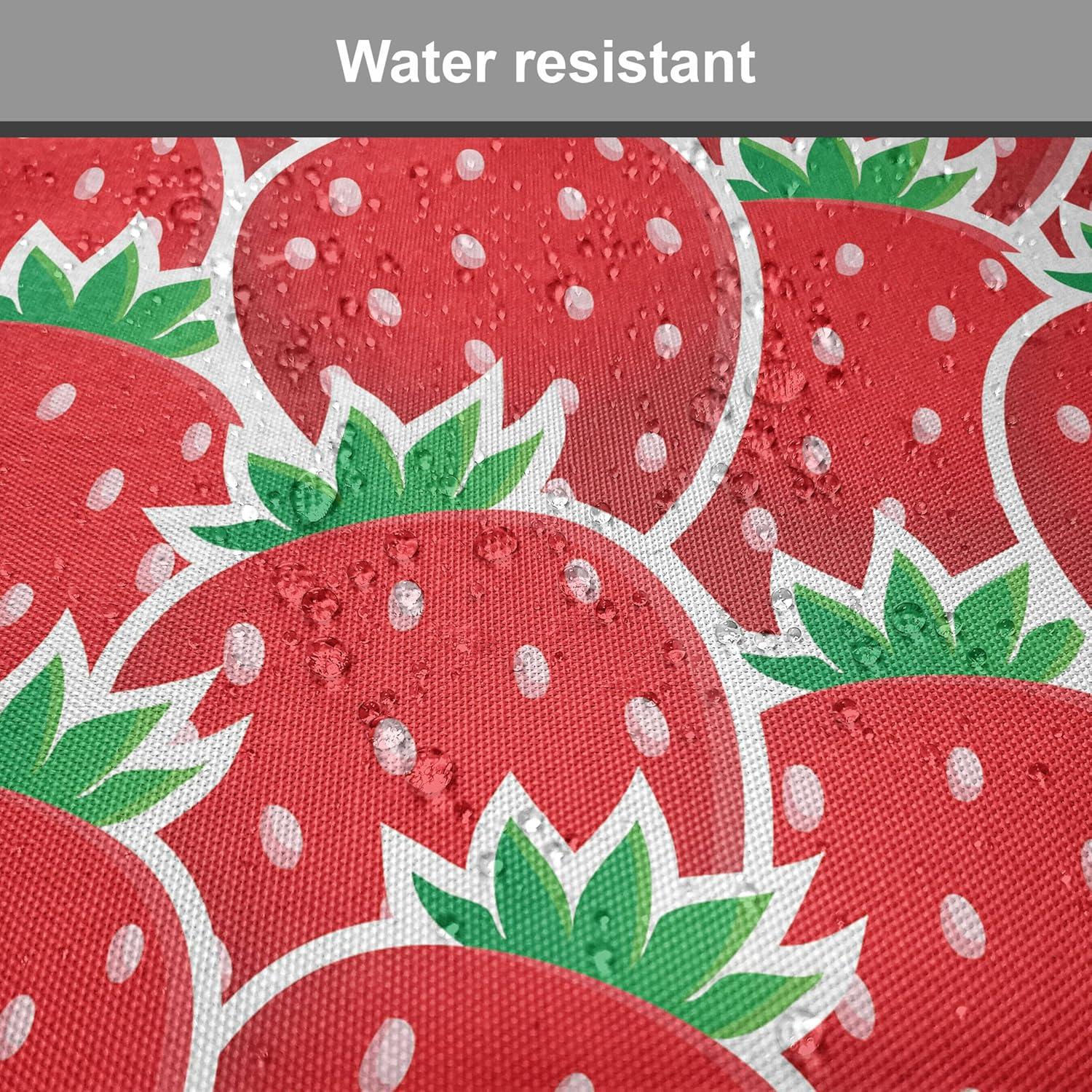imageAmbesonne Fruits Chair Seating Cushion Set of 8 Retro Valentine Theme with Strawberry Love Happiness Merry Lucky Image AntiSlip Seat Padding for Kitchen amp Patio 16x16 Eggshell Ruby Army GreenRed Hunter Green