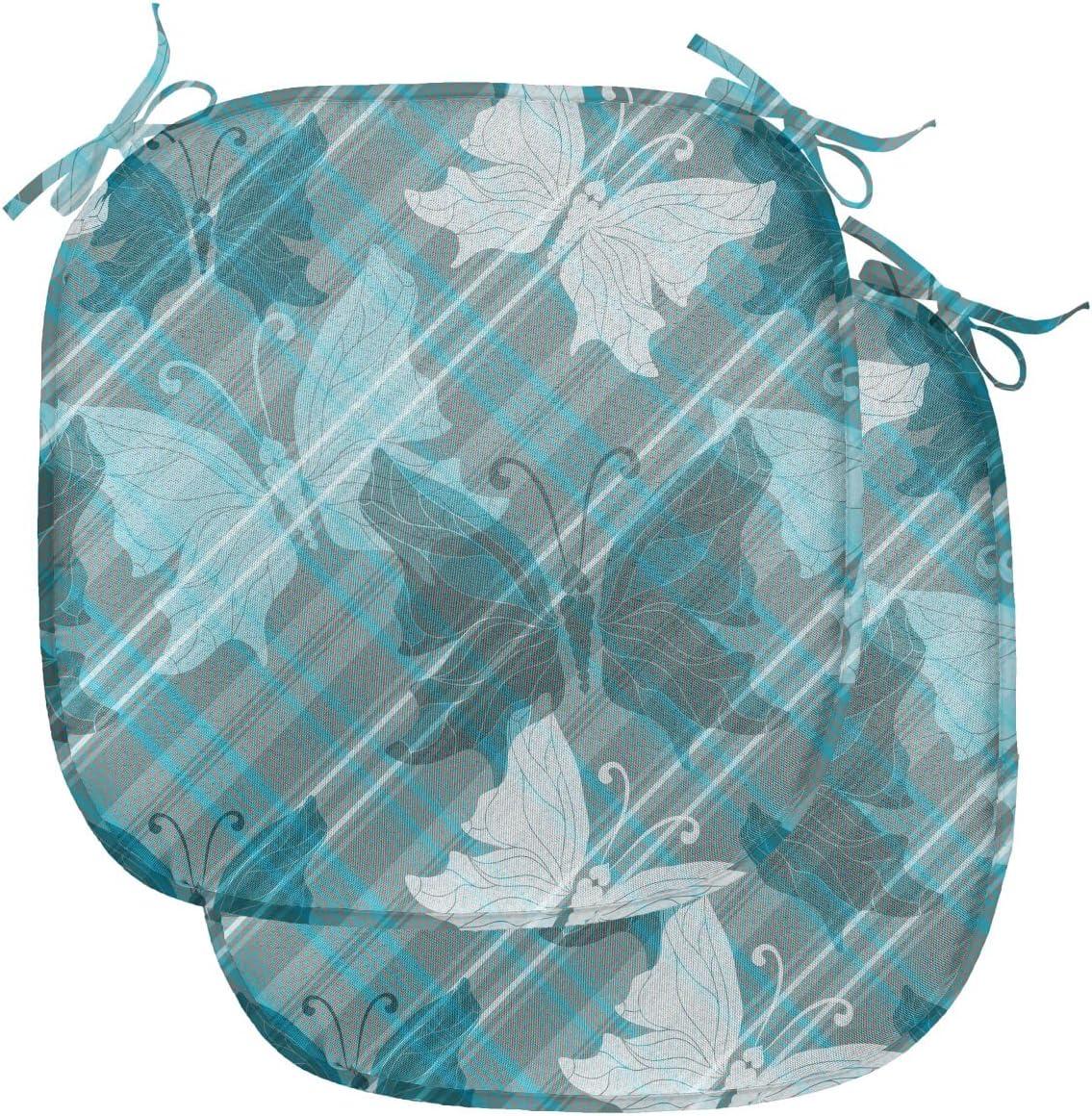 imageAmbesonne Fruits Chair Seating Cushion Set of 8 Retro Valentine Theme with Strawberry Love Happiness Merry Lucky Image AntiSlip Seat Padding for Kitchen amp Patio 16x16 Eggshell Ruby Army GreenPale Blue Teal Grey